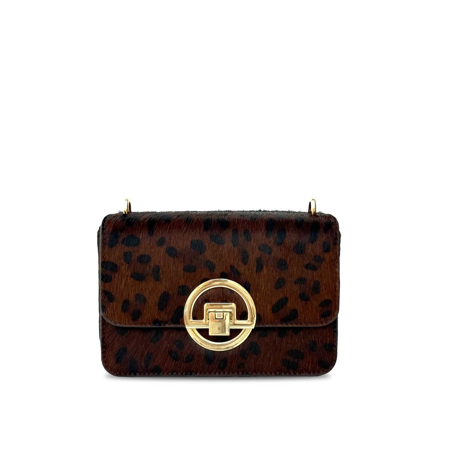 Apatchy London Women's Brown The Tilly Dark Leopard Hair-on Leather Bag