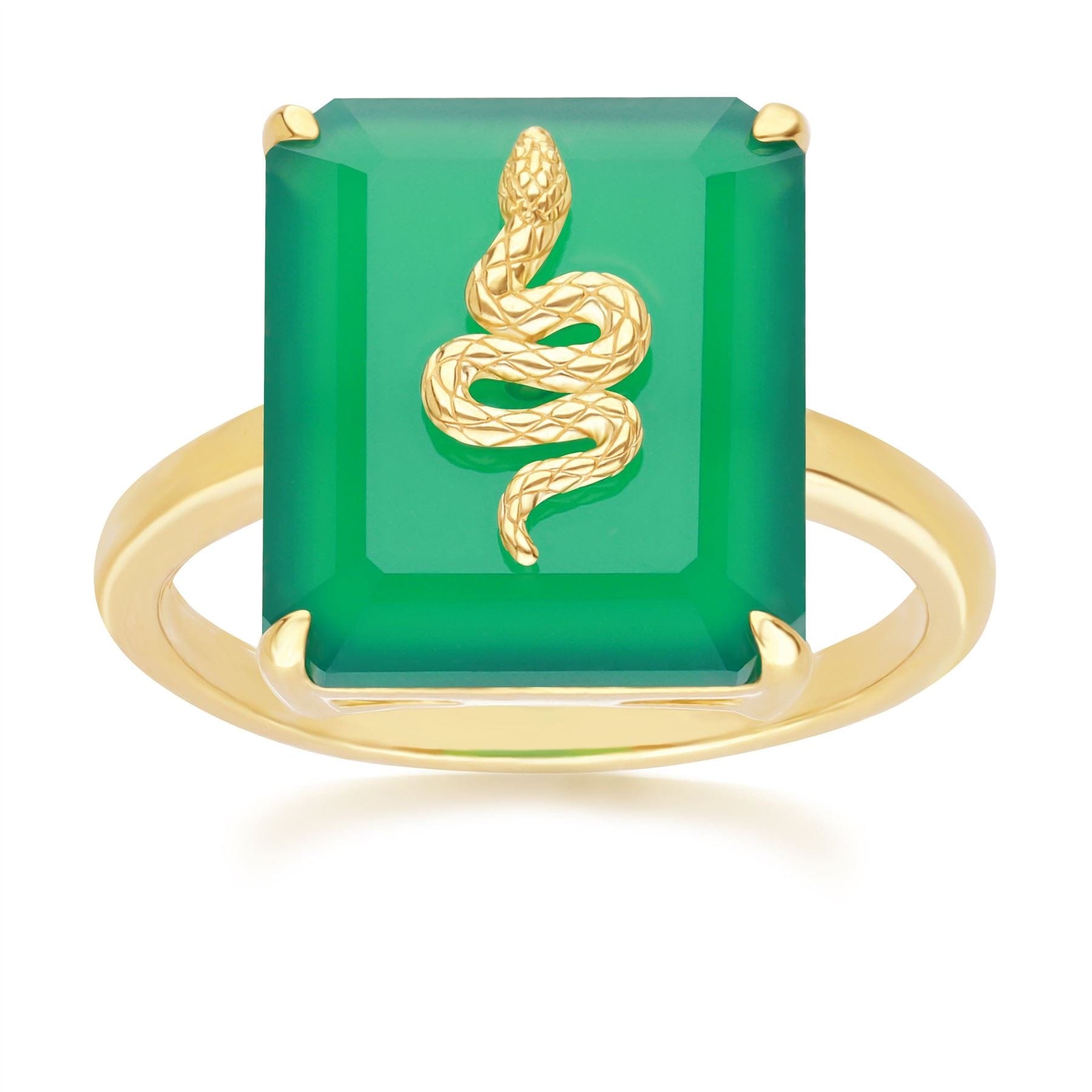 Women’s Gold / Green Green Chalcedony Snake Ring In Gold Plated Sterling Silver Gemondo