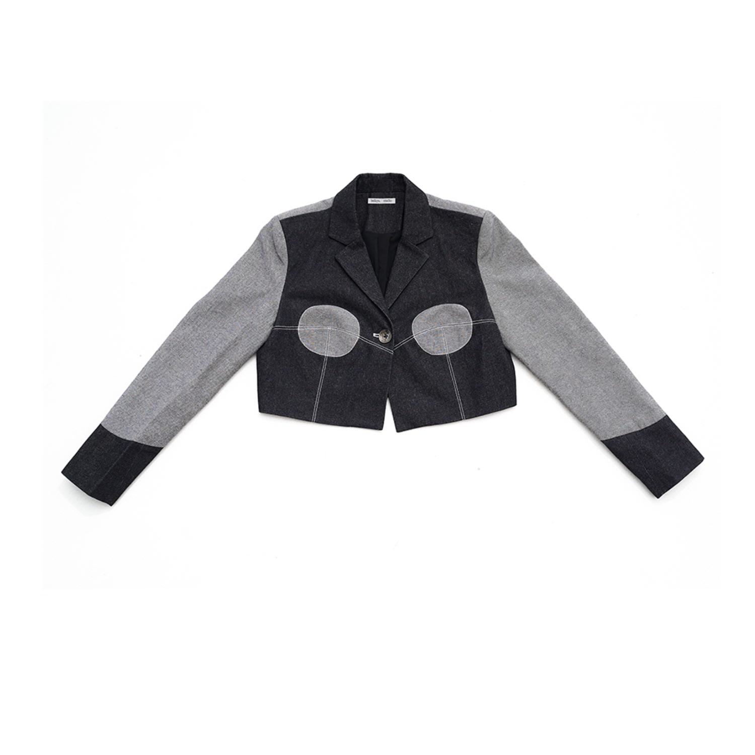 Belkys Studio Women's Black / Grey Vesper Denim Breasted Jacket In Black/grey
