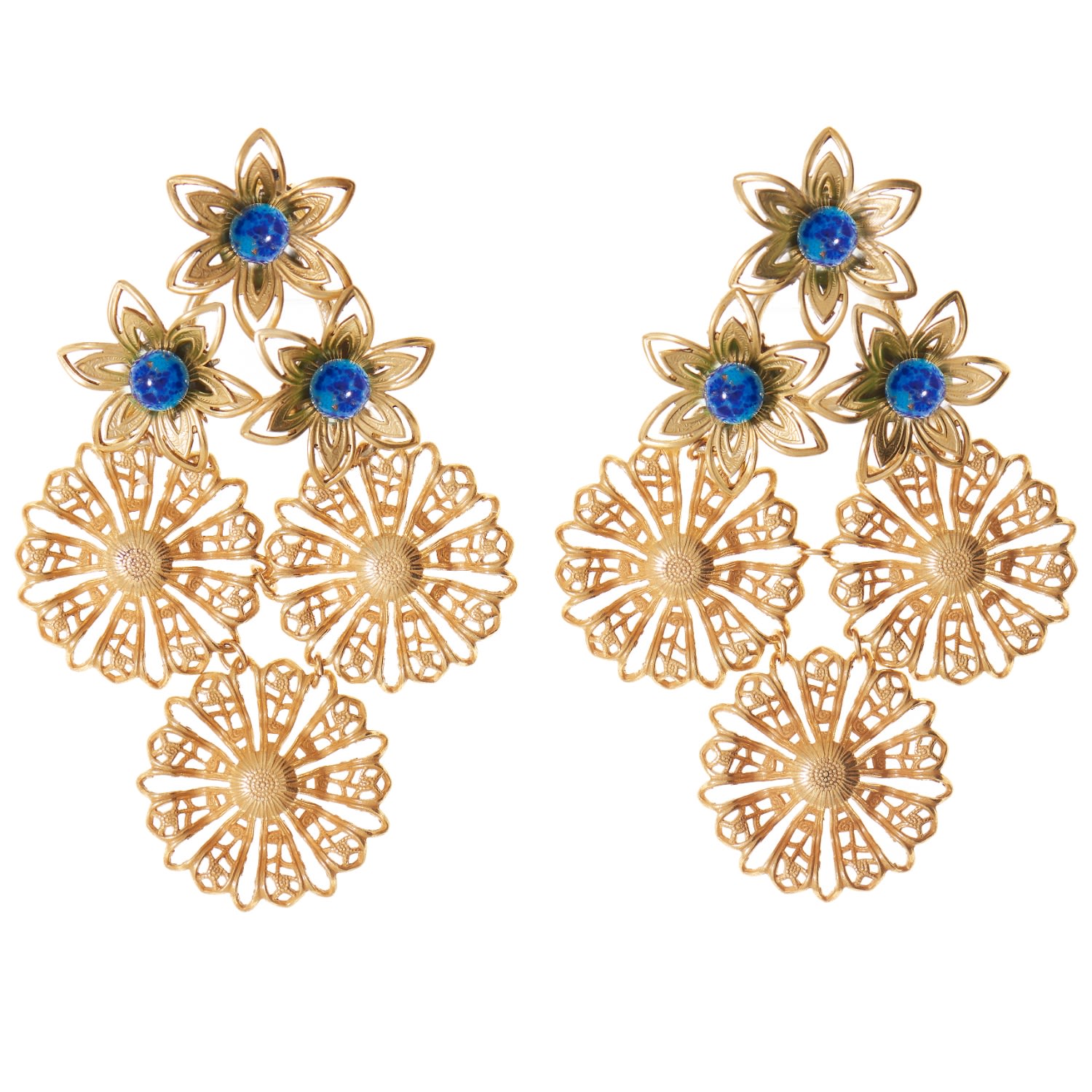 Castlecliff Women's Gold / Blue Dahlia Earring In Sea