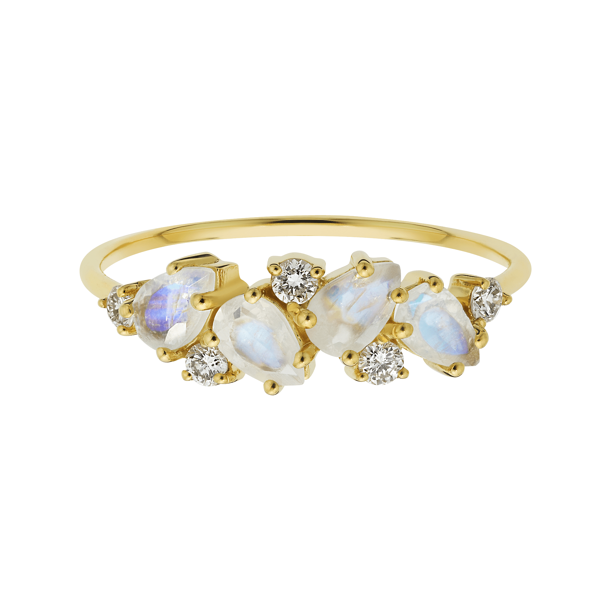 Women’s Solid Gold Rainbow Moonstone & Diamond Woodland Fairytale Ring La Kaiser