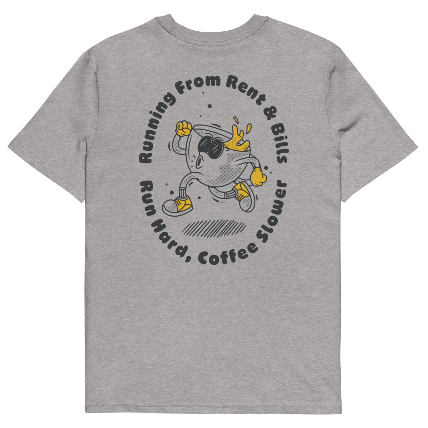Anchor & Crew Heather Grey Gustatory Coffee Over Bills Organic Cotton Embroidered T-shirt - Women In Grey