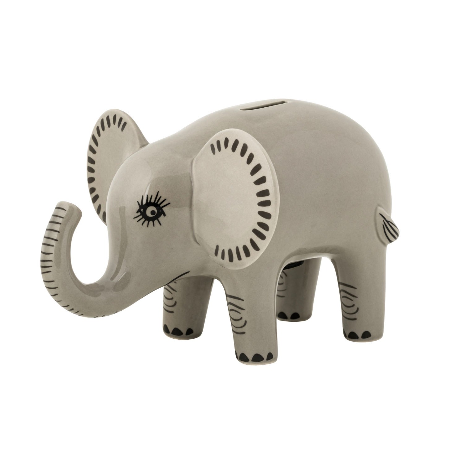 Hannah Turner Grey Handmade Ceramic Elephant Money Box In Gray