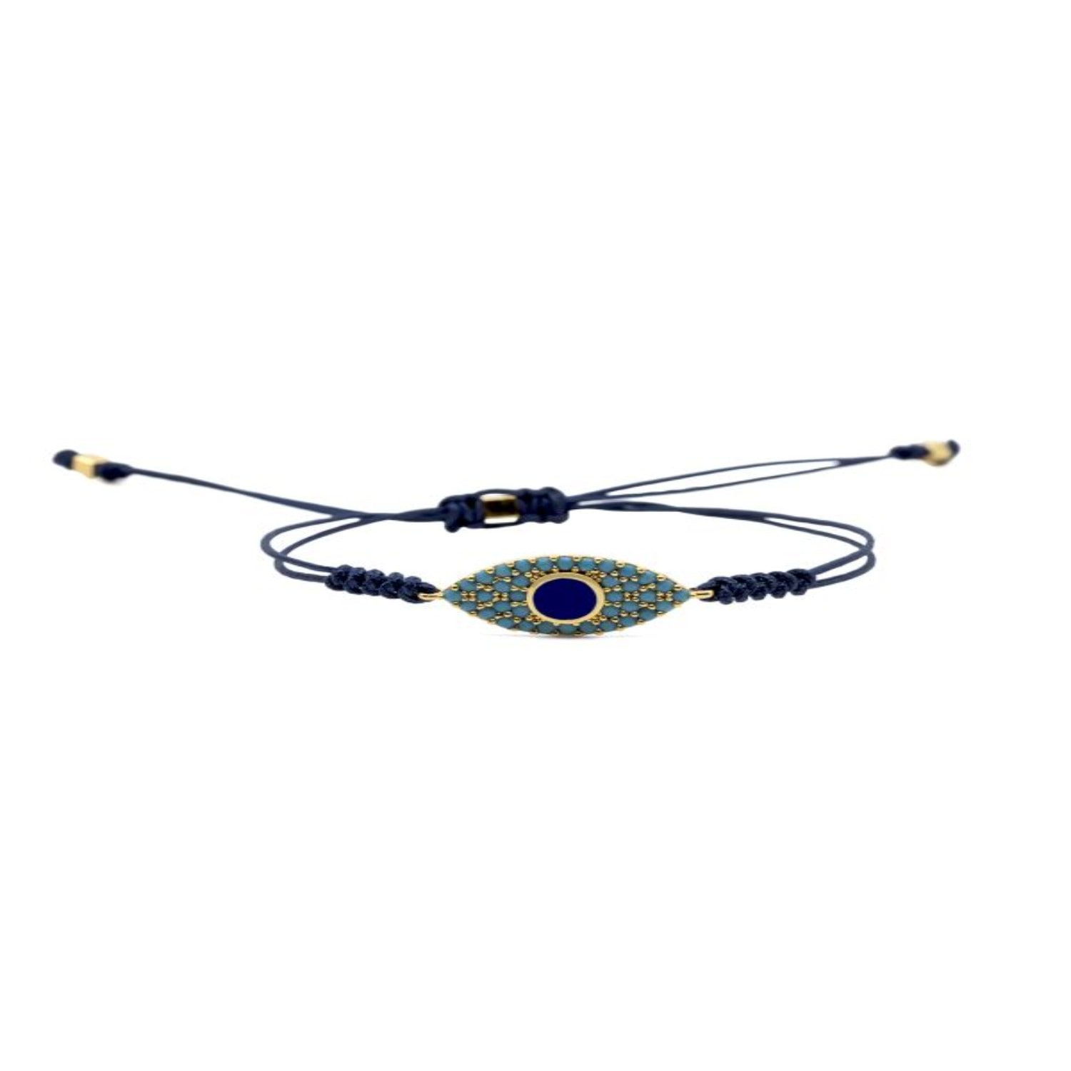 Atelier Petites Pierres Women's Blue / Gold Athena - Evil Eye Bracelet In Black