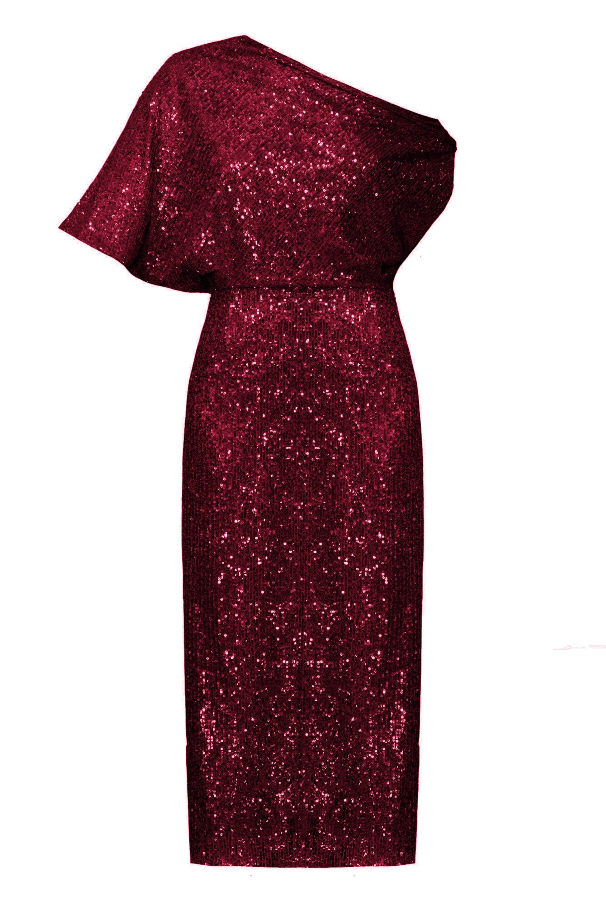 Women’s Margo Dark Red Sequin Asymmetric Evening Dress Small Undress