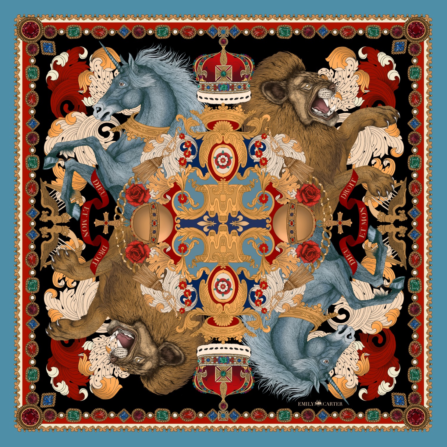 Emily Carter Women's The Monarchy Scarf - Turquoise In Blue