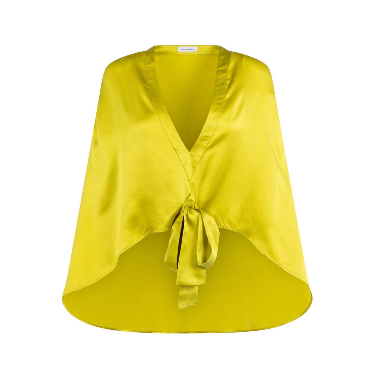 Cavanagh Baker Women's Yellow / Orange Silk Charmeuse Cape Blouse In Yellow/orange