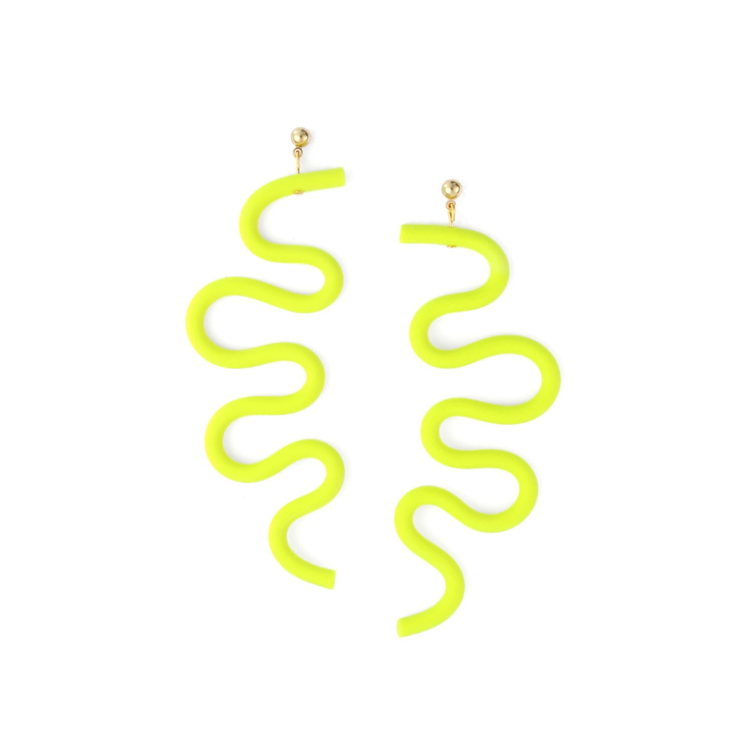 By Chavelli Women's Small Tube Squiggles Dangly Earrings In Neon Yellow In Yellow