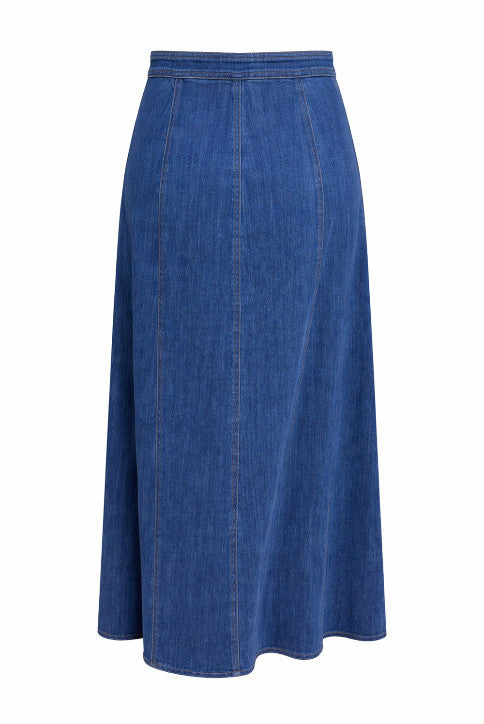 Exquise Women's Blue Aliana Denim Midi Skirt - Indigo