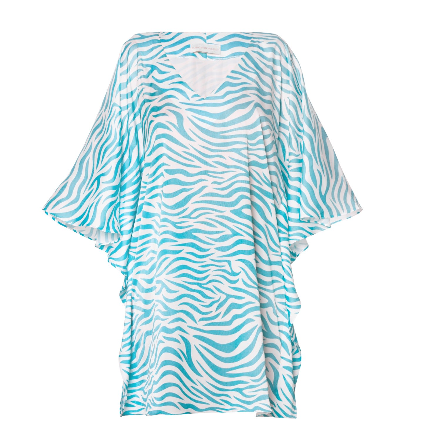 Always On Holiday Women's Green Zebra Print Short Beach Dress In Green
