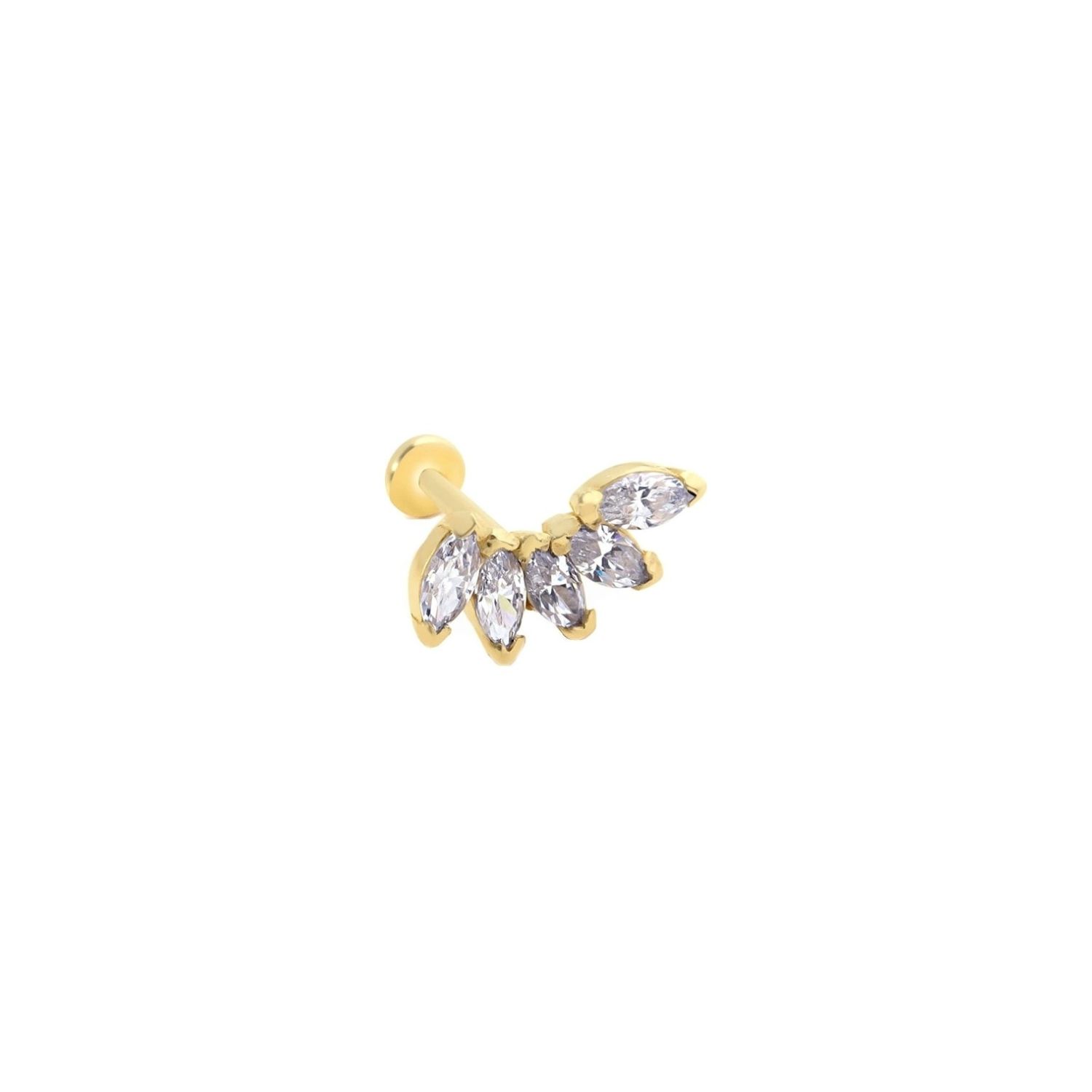 Women's Real Gold Five Stone Tragus, Gold Drop Stone Piercing, Screw Back Earrings, Mini Jewellery, Moissanite Cartilage Earring, Piercing Jewely | Linya Jewellery