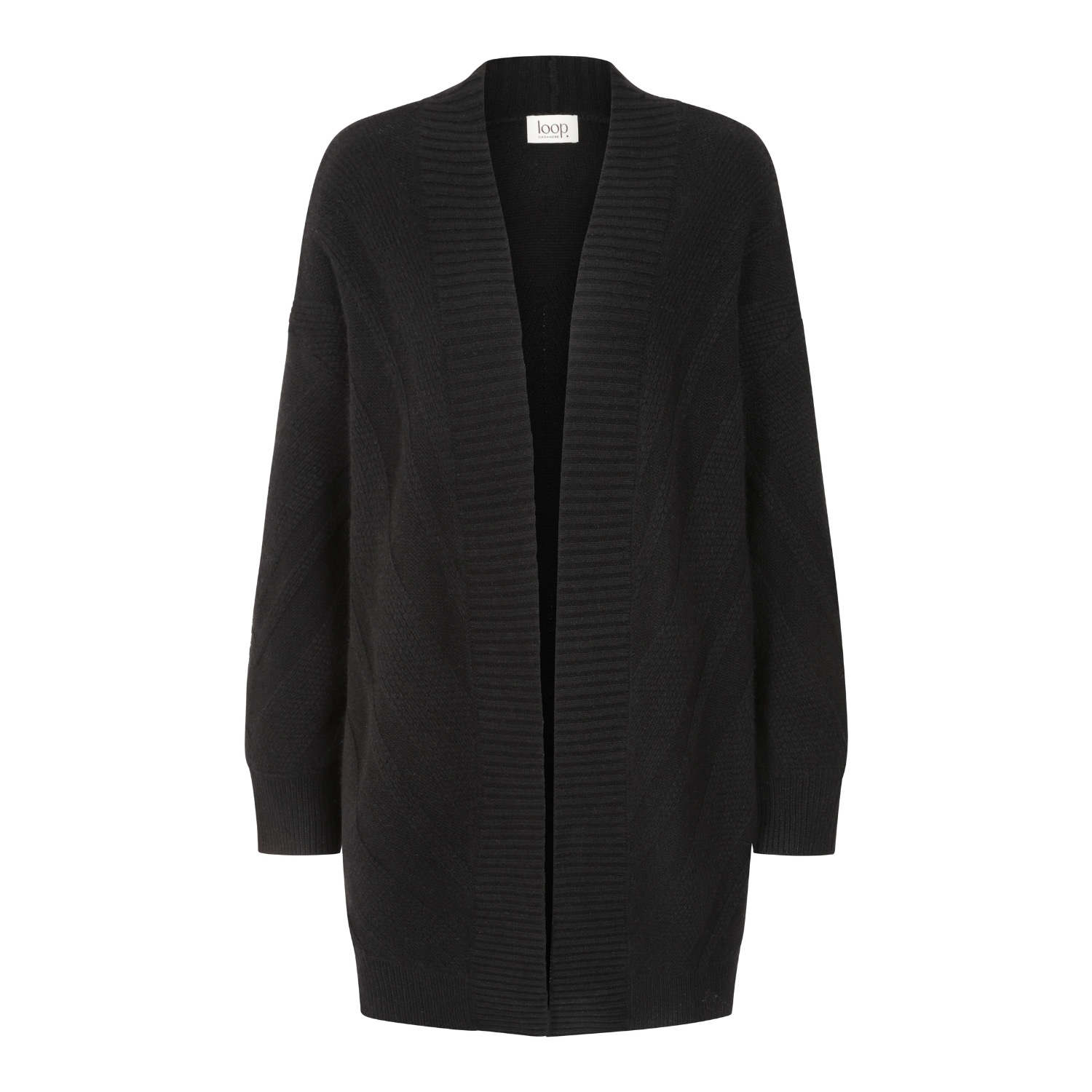 Loop Cashmere Women's Textured Chevron Cardigan In Black In Black