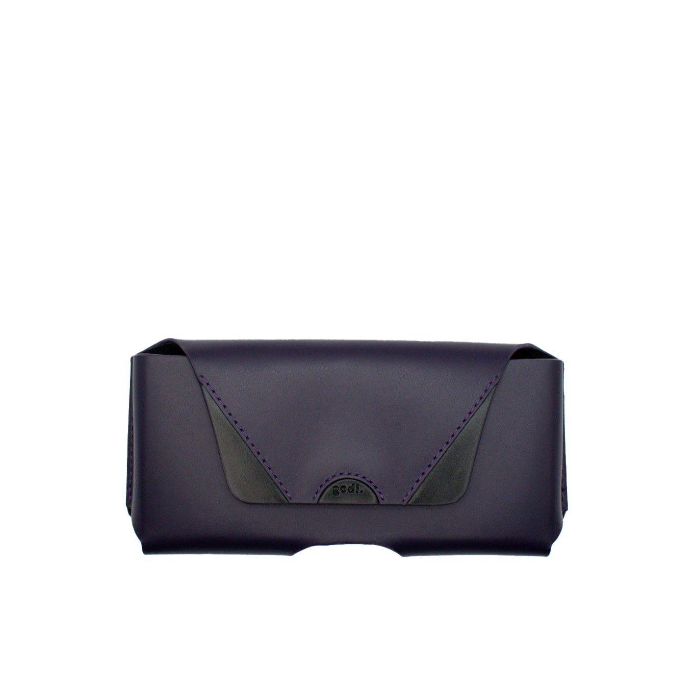 Godi. Women's Handmade Cowhide Leather Glasses Case – Structured Minimal Eyewear Case - Purple