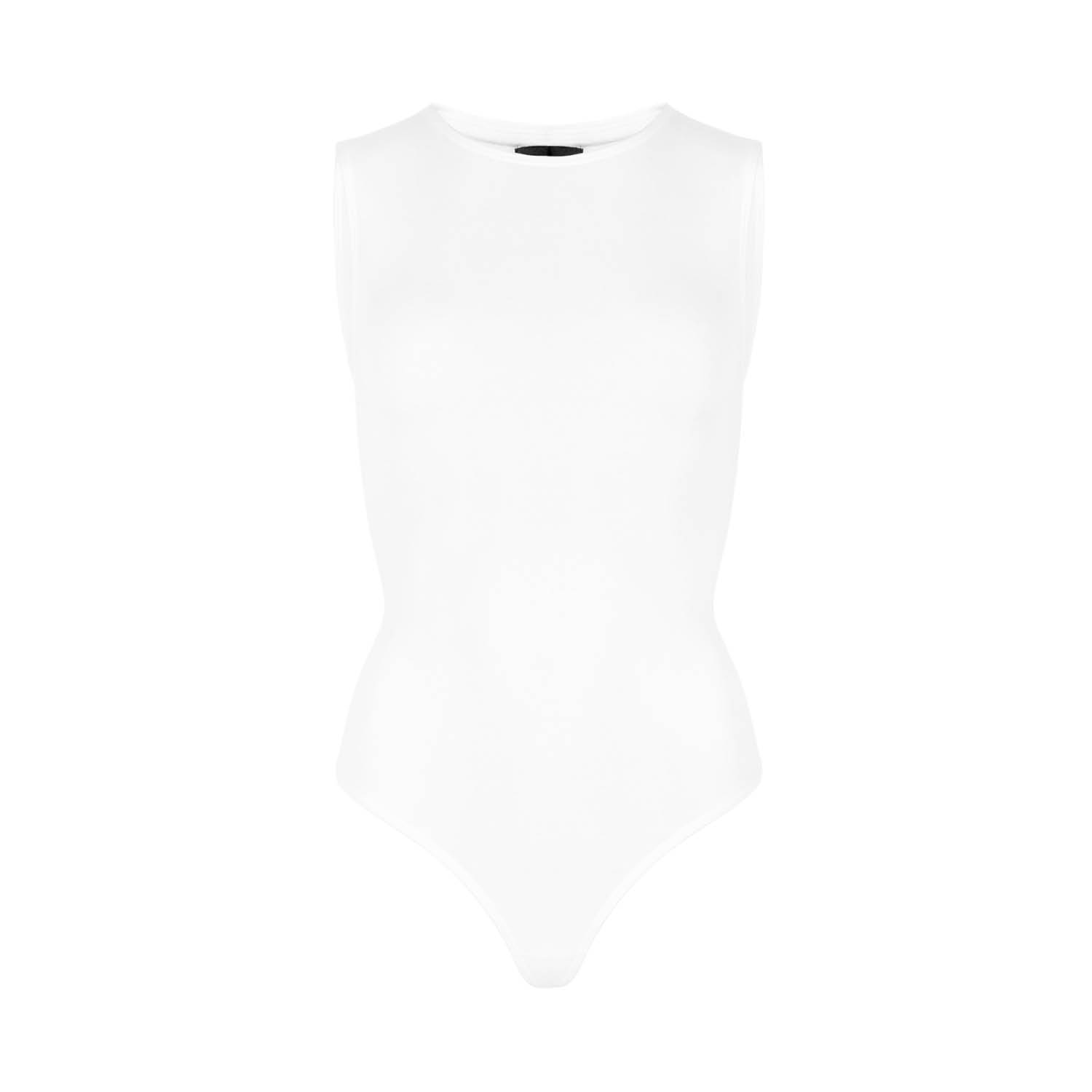 Ow Collection Women's Tanktop Sleeveless Bodysuit - White In White