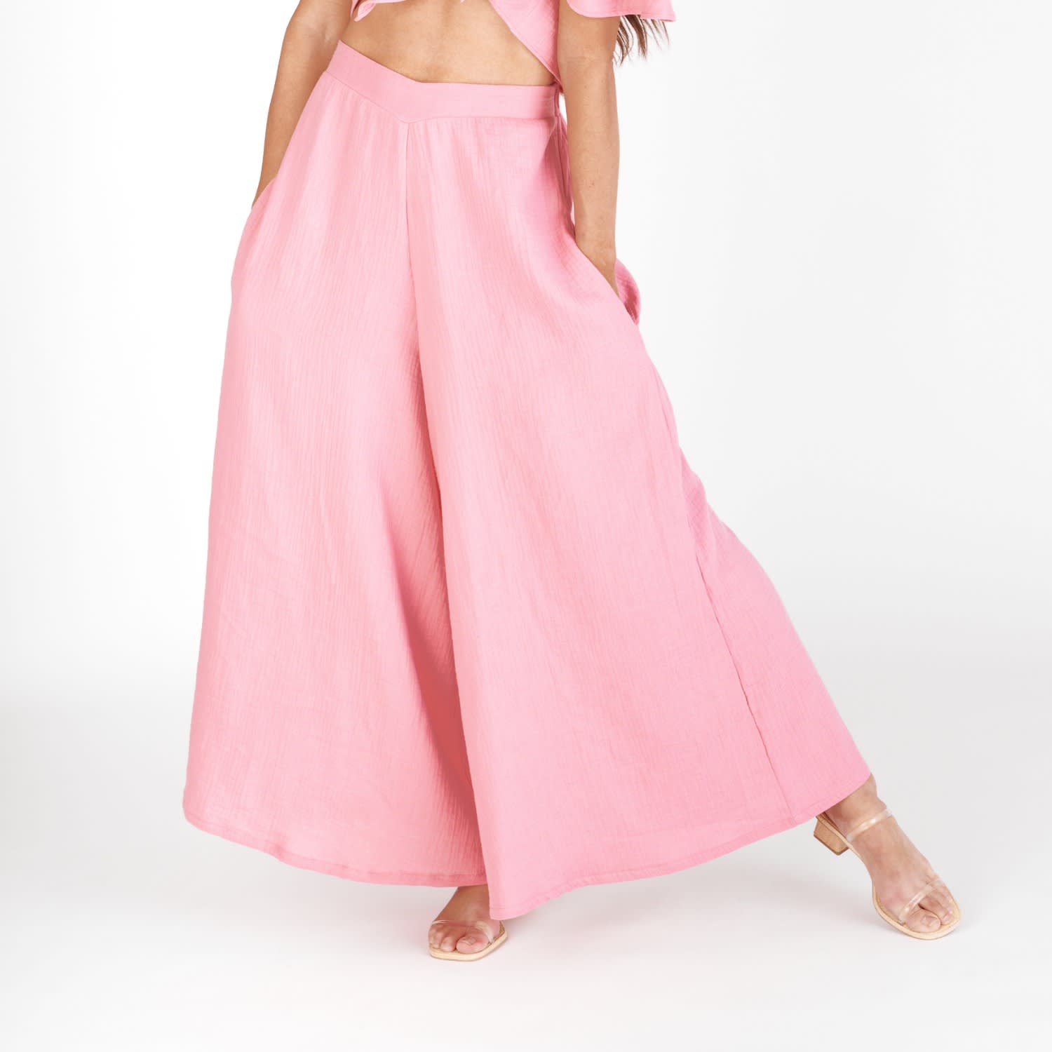 Light and comfortable pink palazzo pants