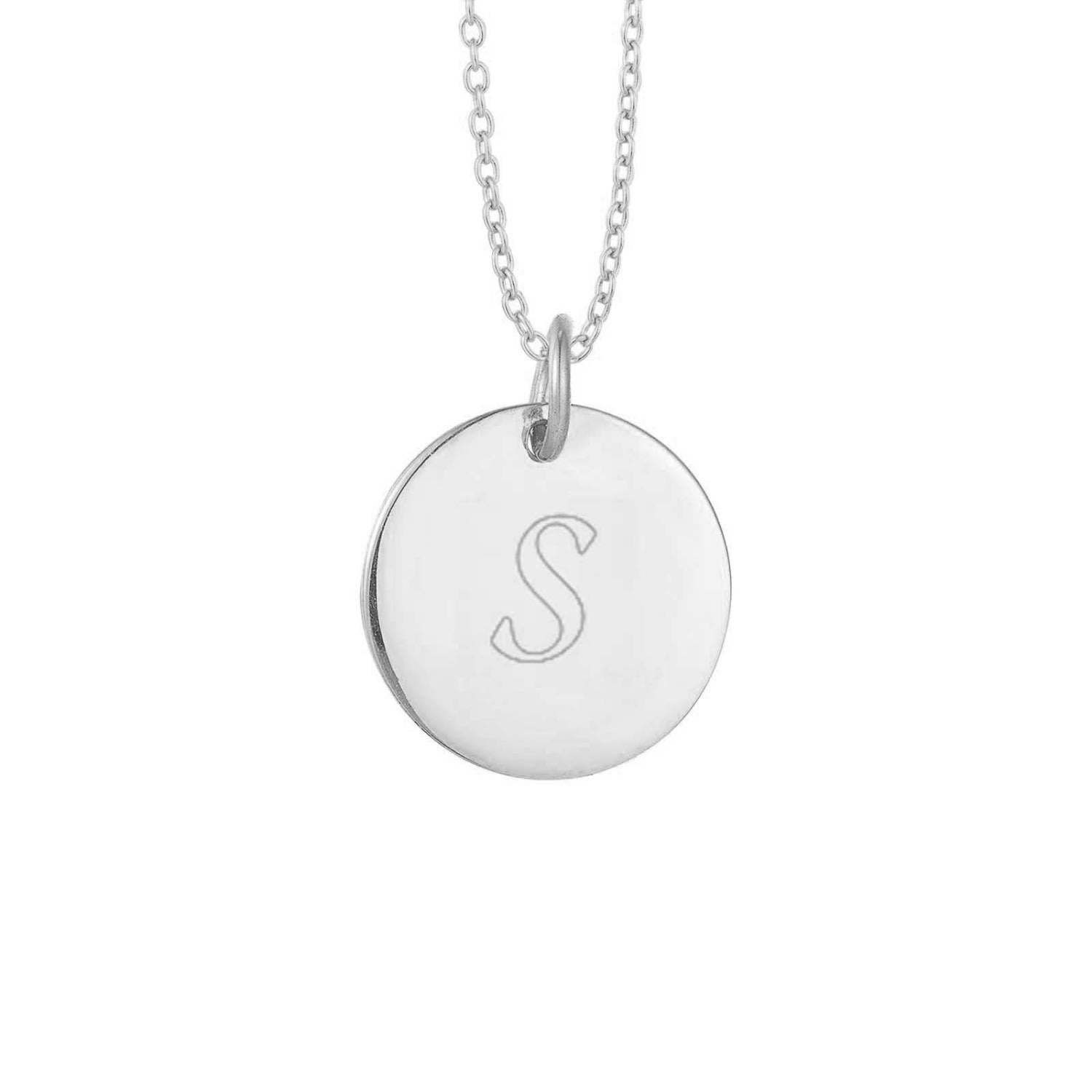 Women’s Ecoated Sterling Silver Engravable Circle Disc Necklace - Script Font Seol + Gold