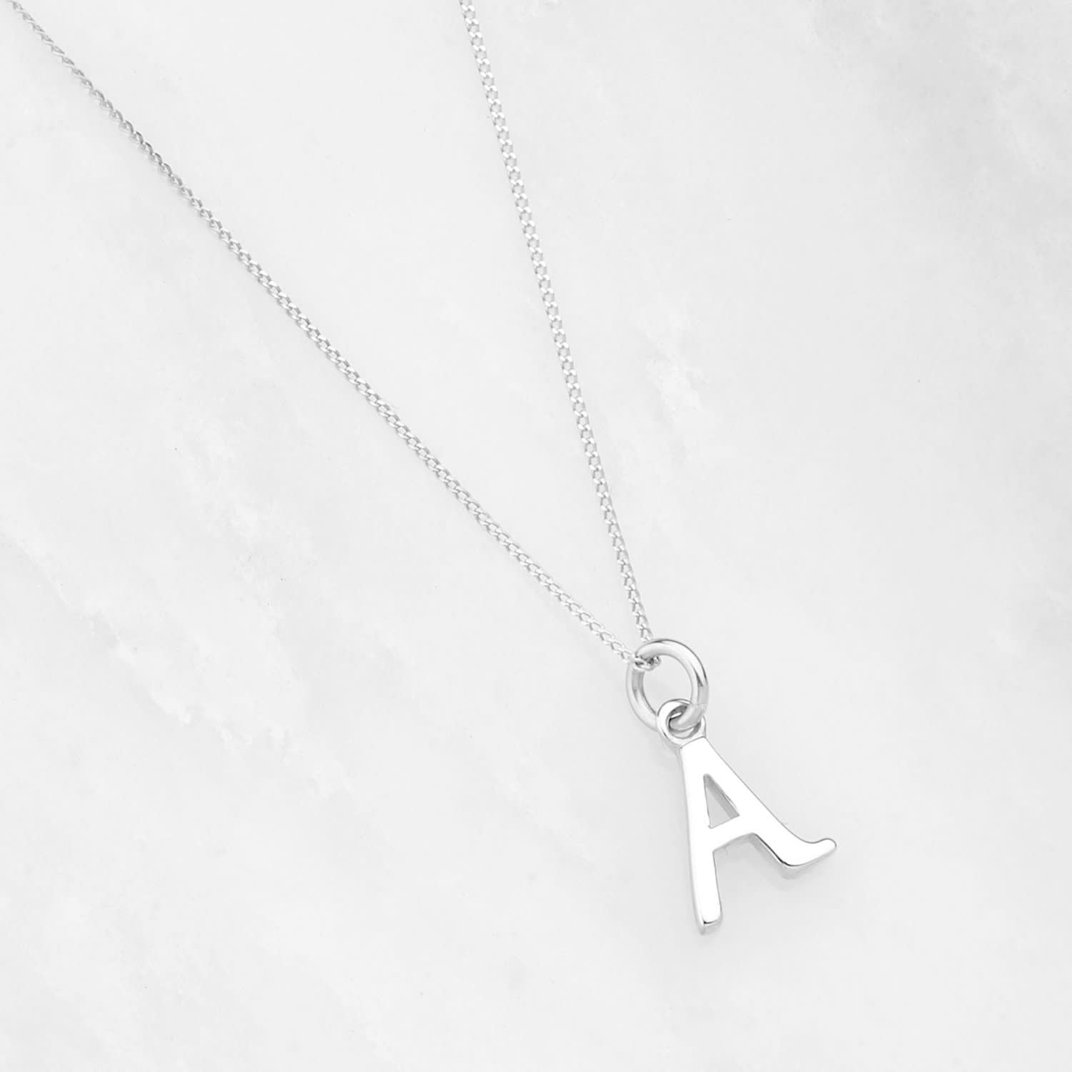 Sterling Silver Small Initial Charm Letter Necklace by Lily & Roo