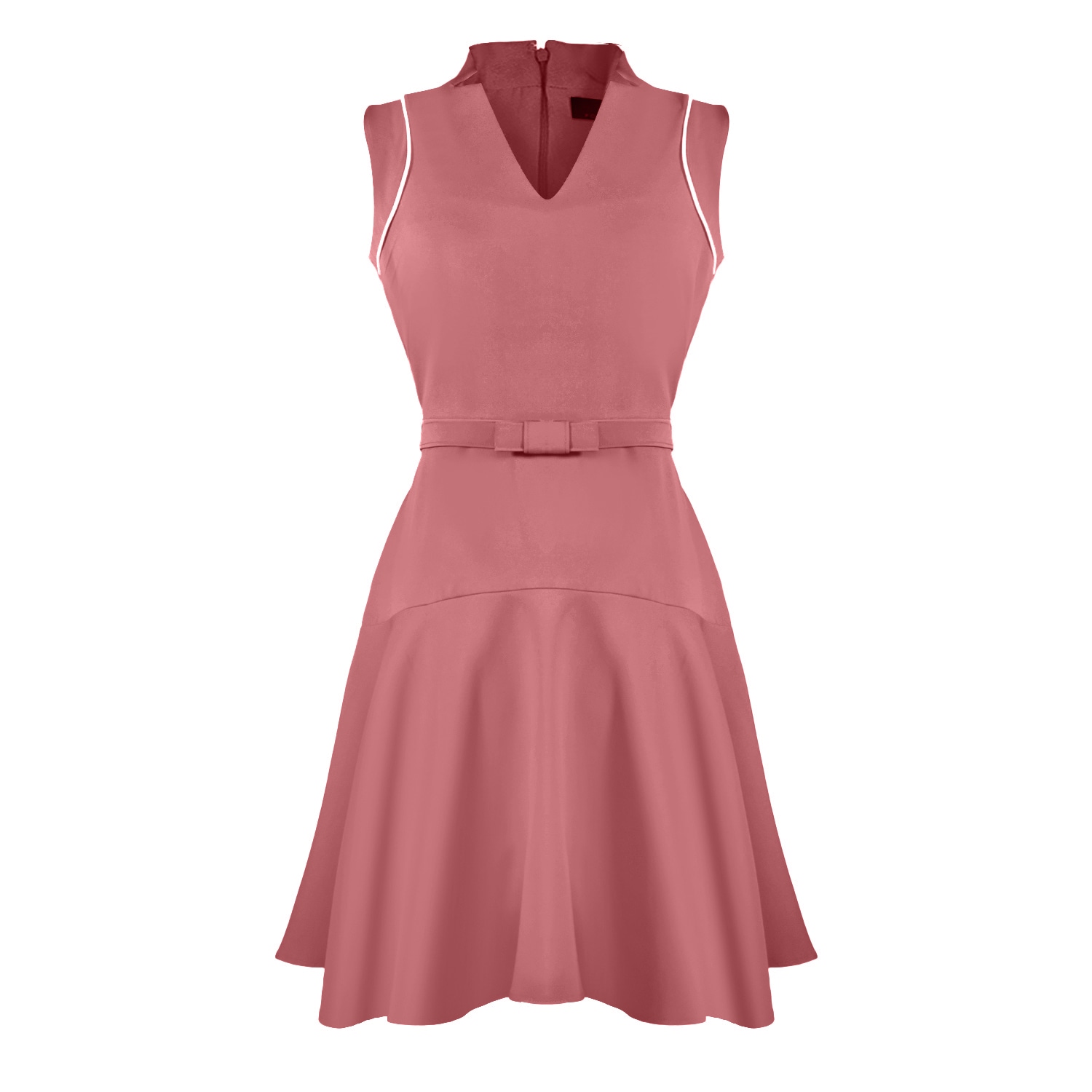 Point Of View Label Women's Pink / Purple Aspire Flounce Dress With Piping Detail - Dusty Pink In Pink/purple
