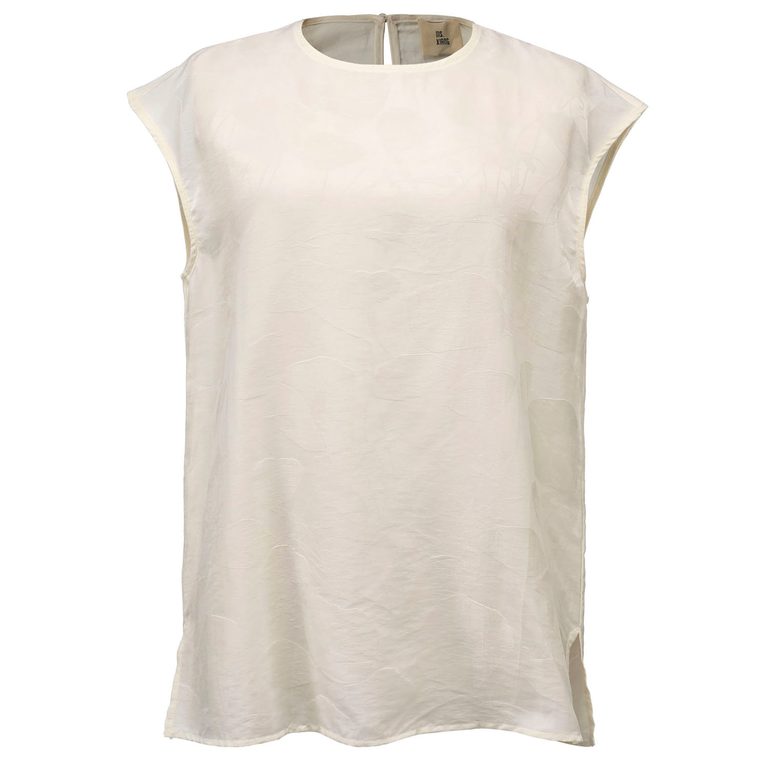 Smart And Joy Women's Cupro Round Neck Sleveless Top- White In White