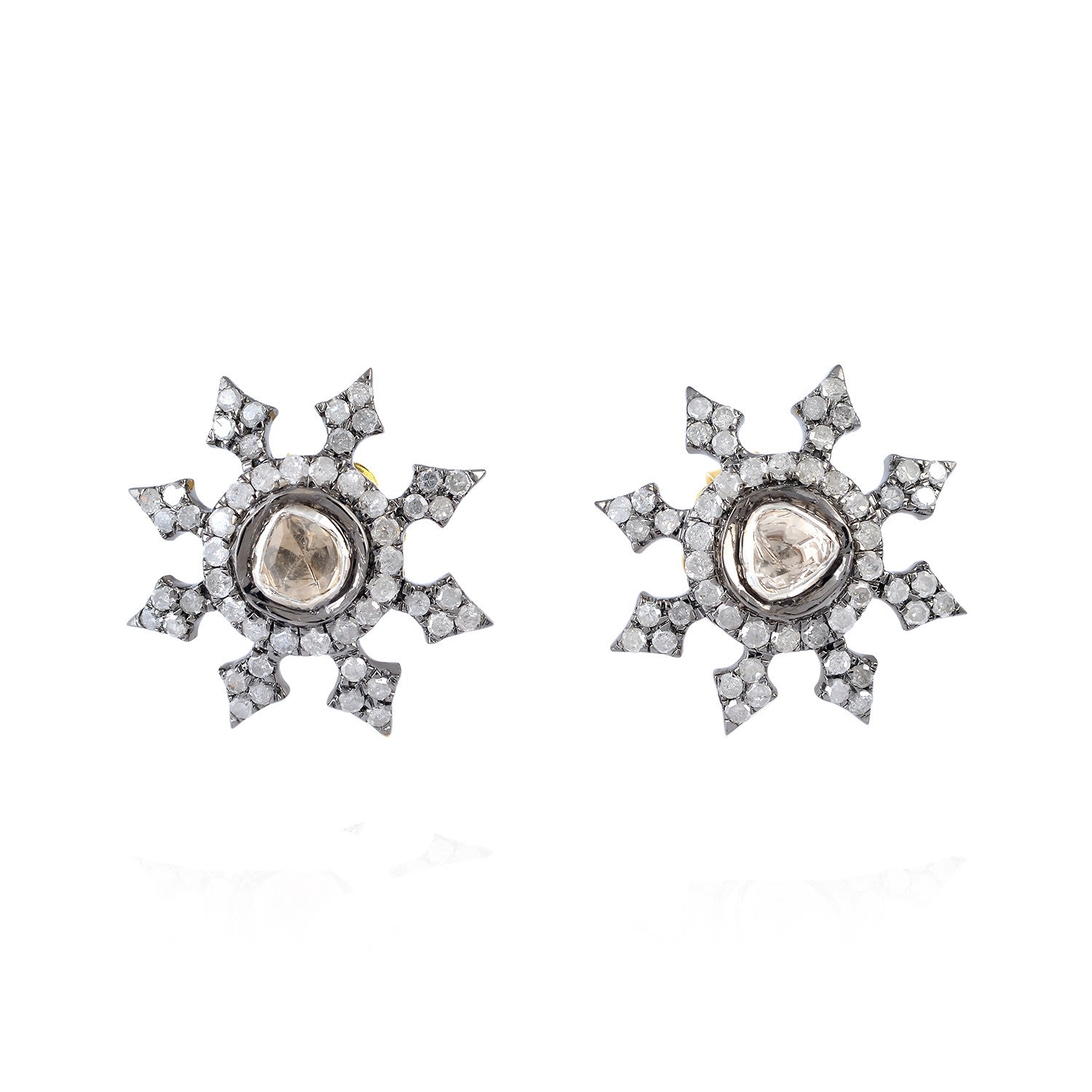 Women’s Silver / White / Gold 18K Gold Diamond 925 Sterling Silver Designer Star Stud Earrings Artisan