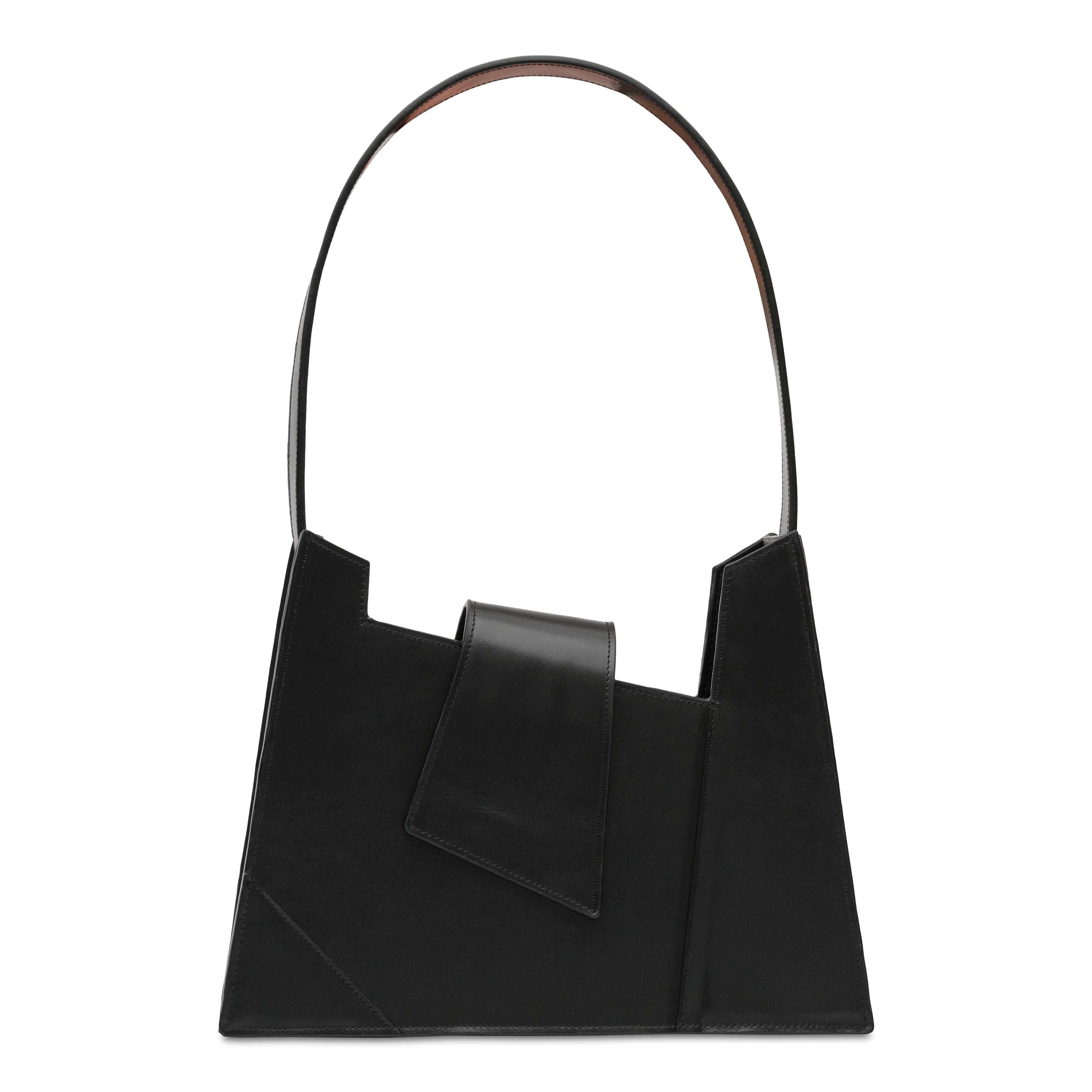 Women’s "Asymmetrical Shape Shoulder Bag, Black" Letter B Mas Laus