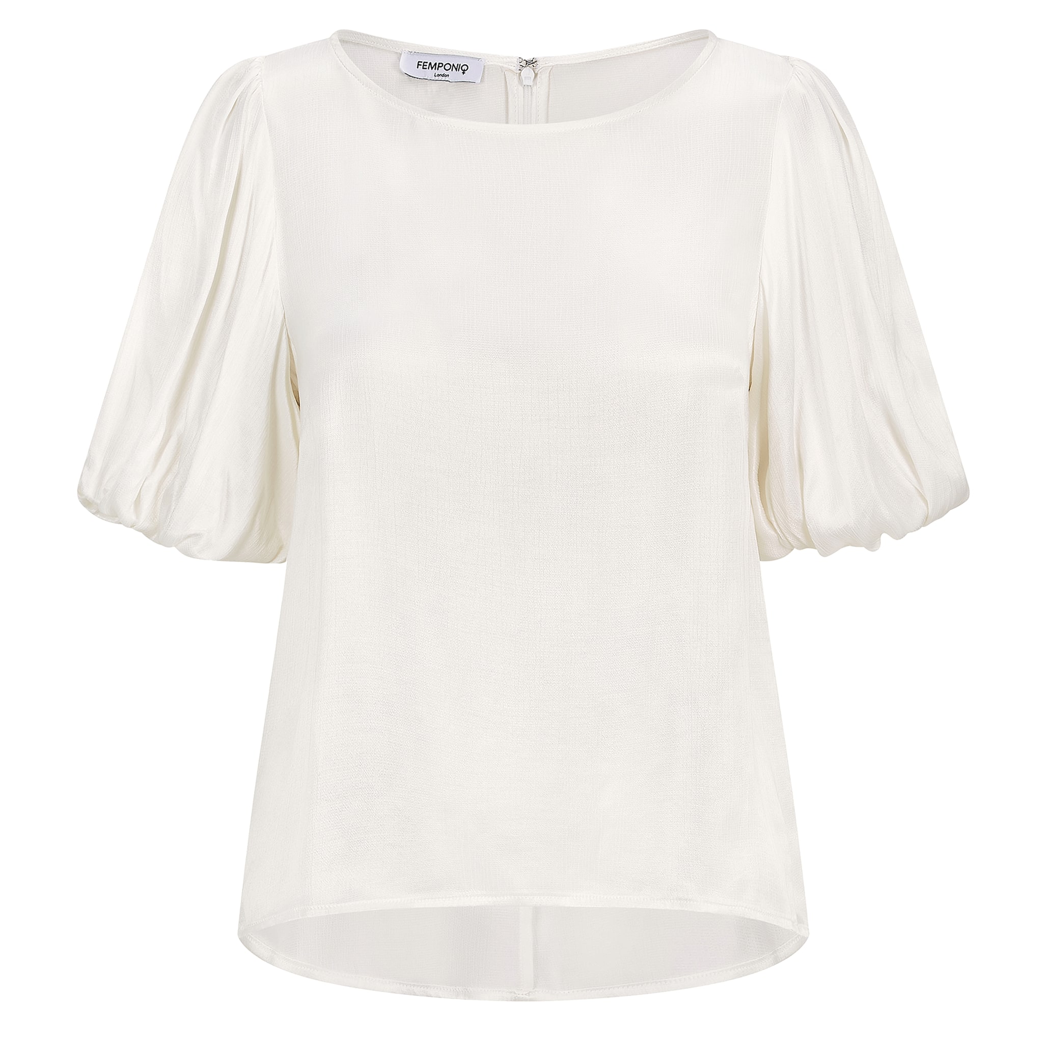 Women’s Puff Sleeve Cupro Blouse - White Small Femponiq