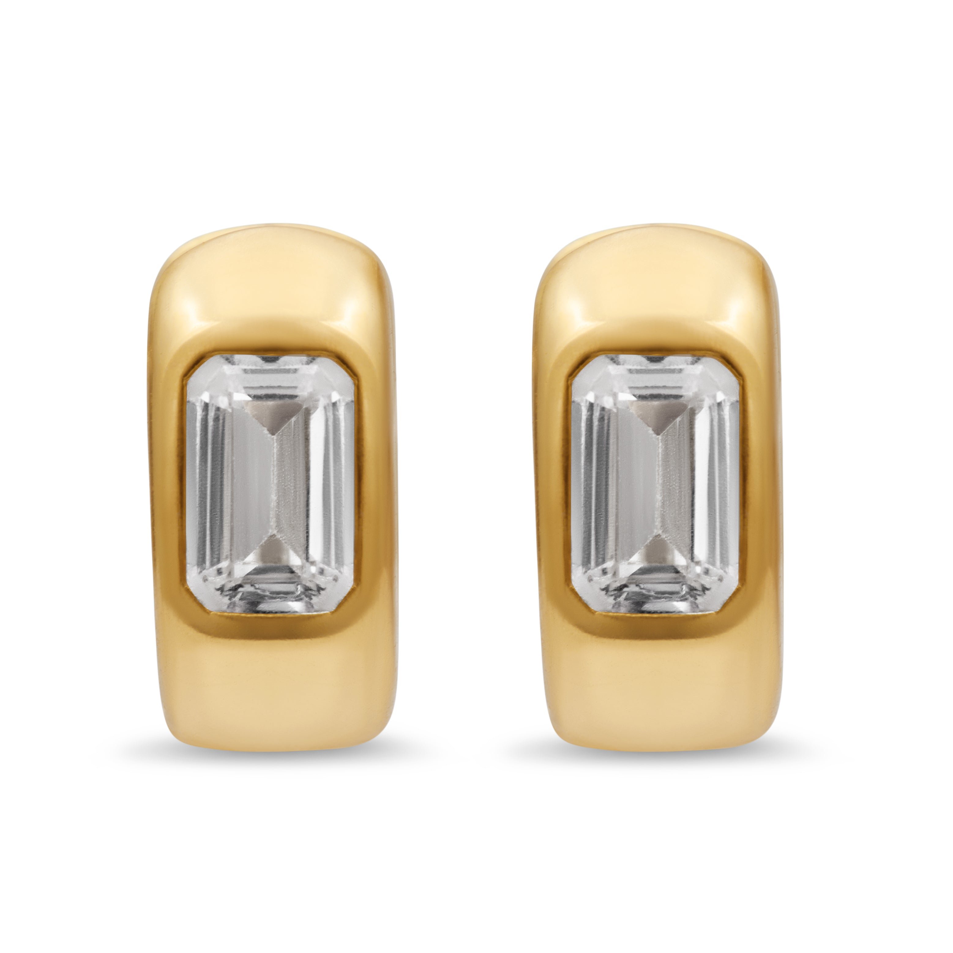 Aya Women's Gold / White Chubby Hoops - White Sapphire In Multi
