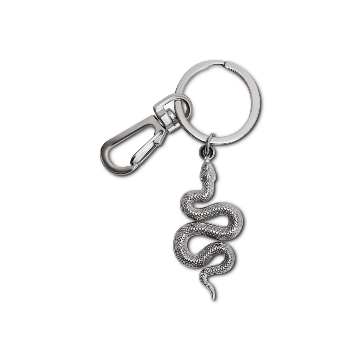 Make Heads Turn Women's Silver Enamel Keychain / Bag Charm Snake In Silver
