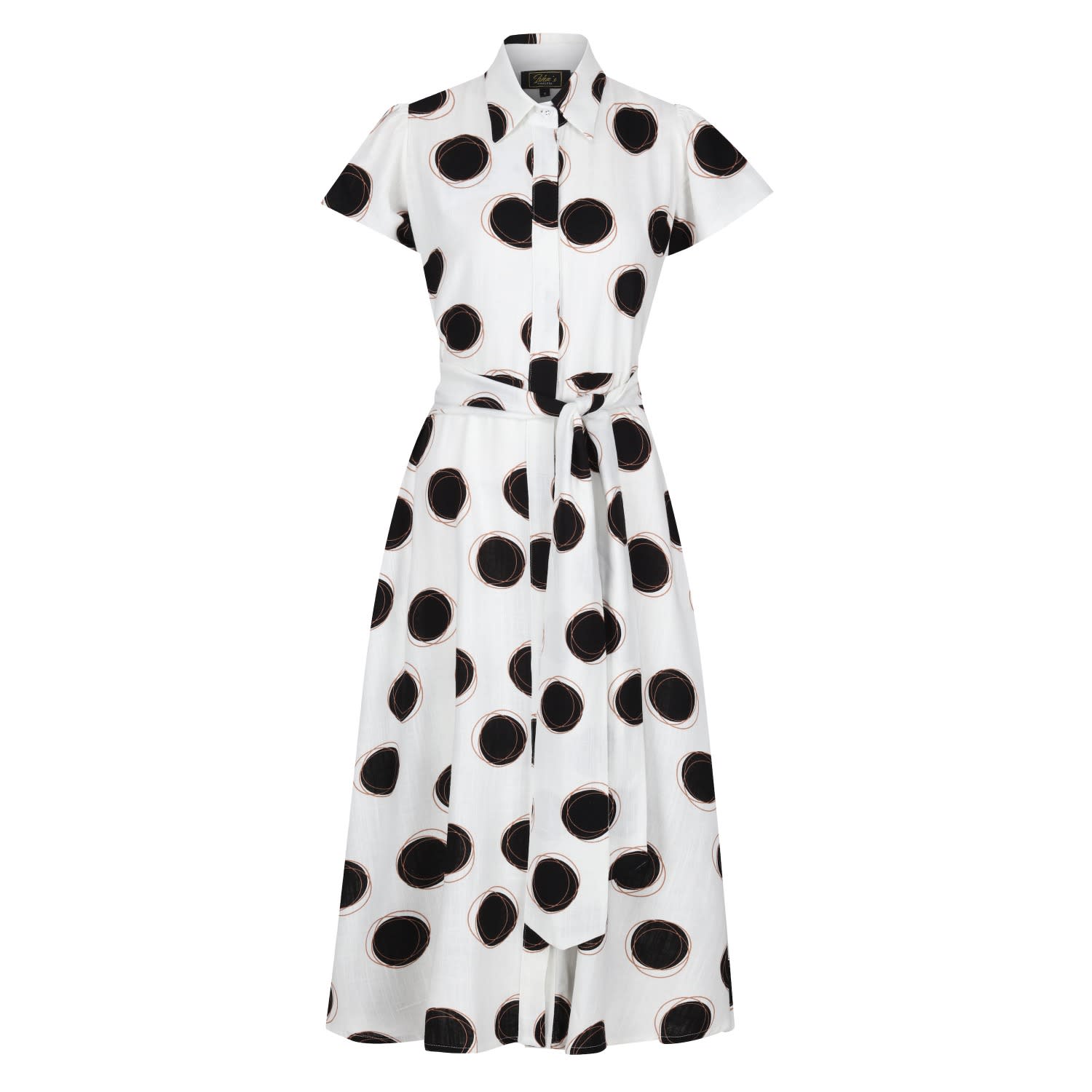 Absolute Polka Dot Linen Short Sleeve Shirt Dress | Isha's