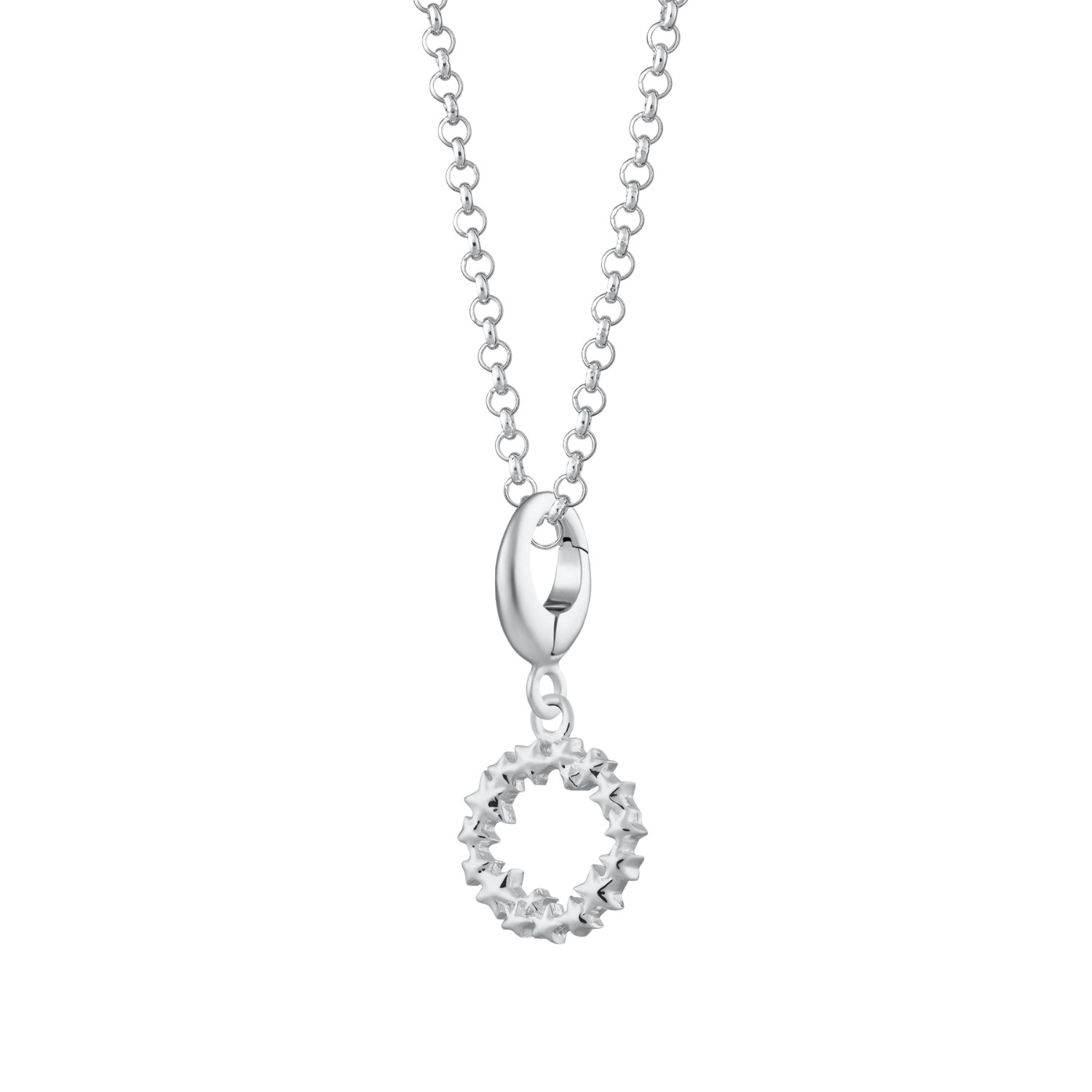 Lily Charmed Women's Sterling Silver Circle Star Cluster Charm Necklace