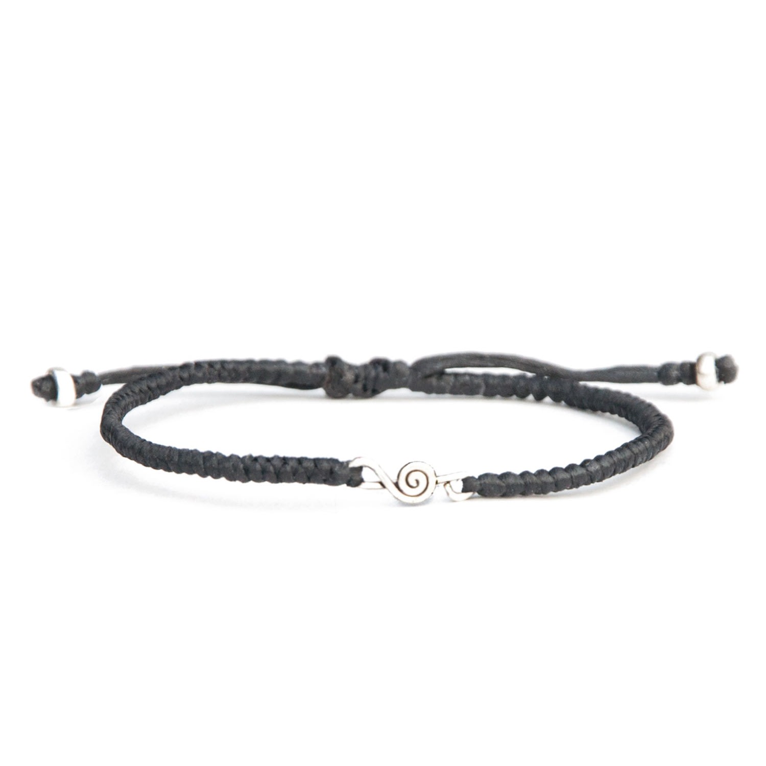 Harbour Uk Bracelets Treble Clef Bracelet For Men - Handmade Black Rope & Sterling Silver - Melody In Black