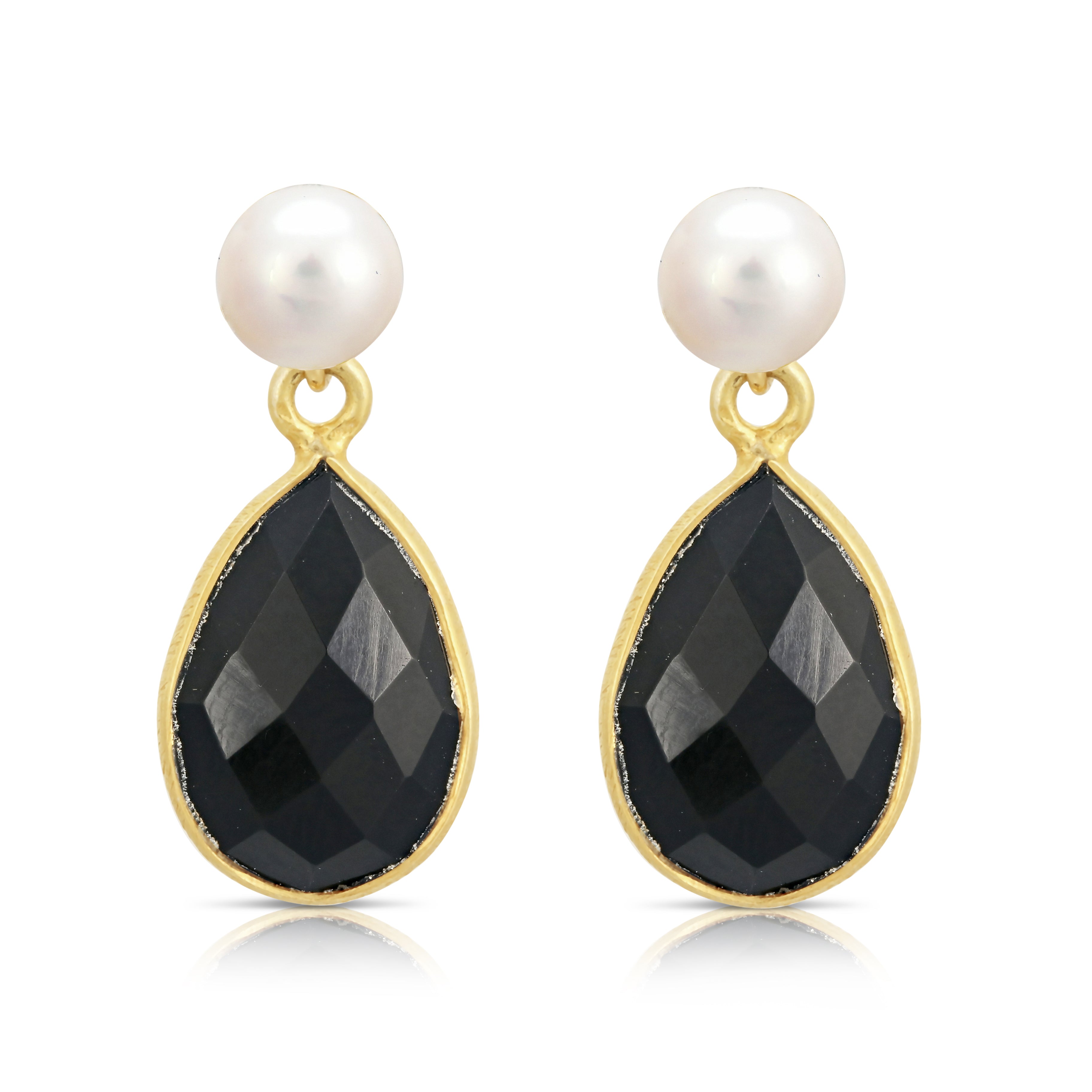 Women’s Black / White Clara Cultured Freshwater Pearl & Spinel Drop Earrings Pearls of the Orient Online