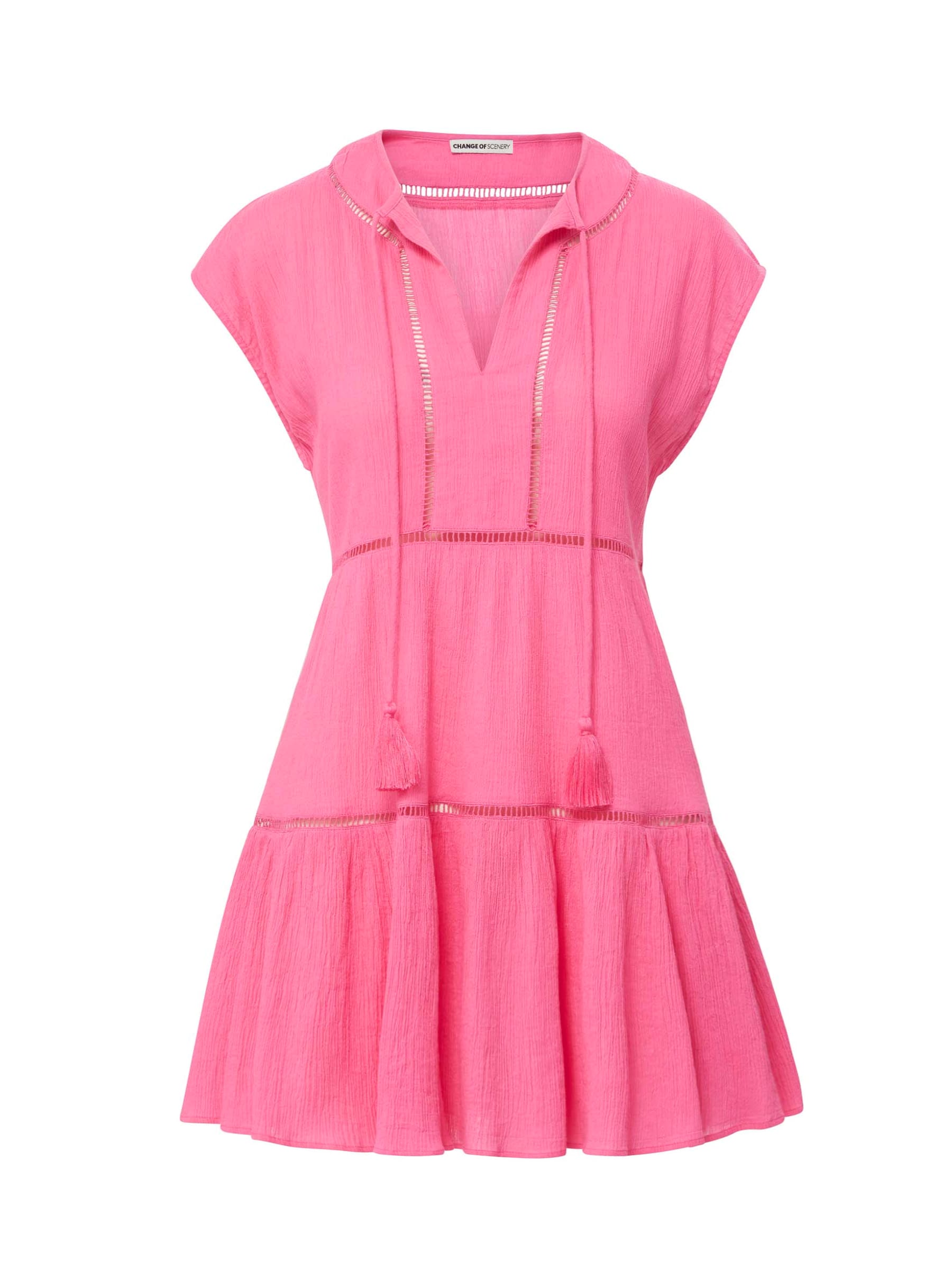 Change Of Scenery Women's Pink / Purple Gari Dress In Hibiscus In Pink/purple