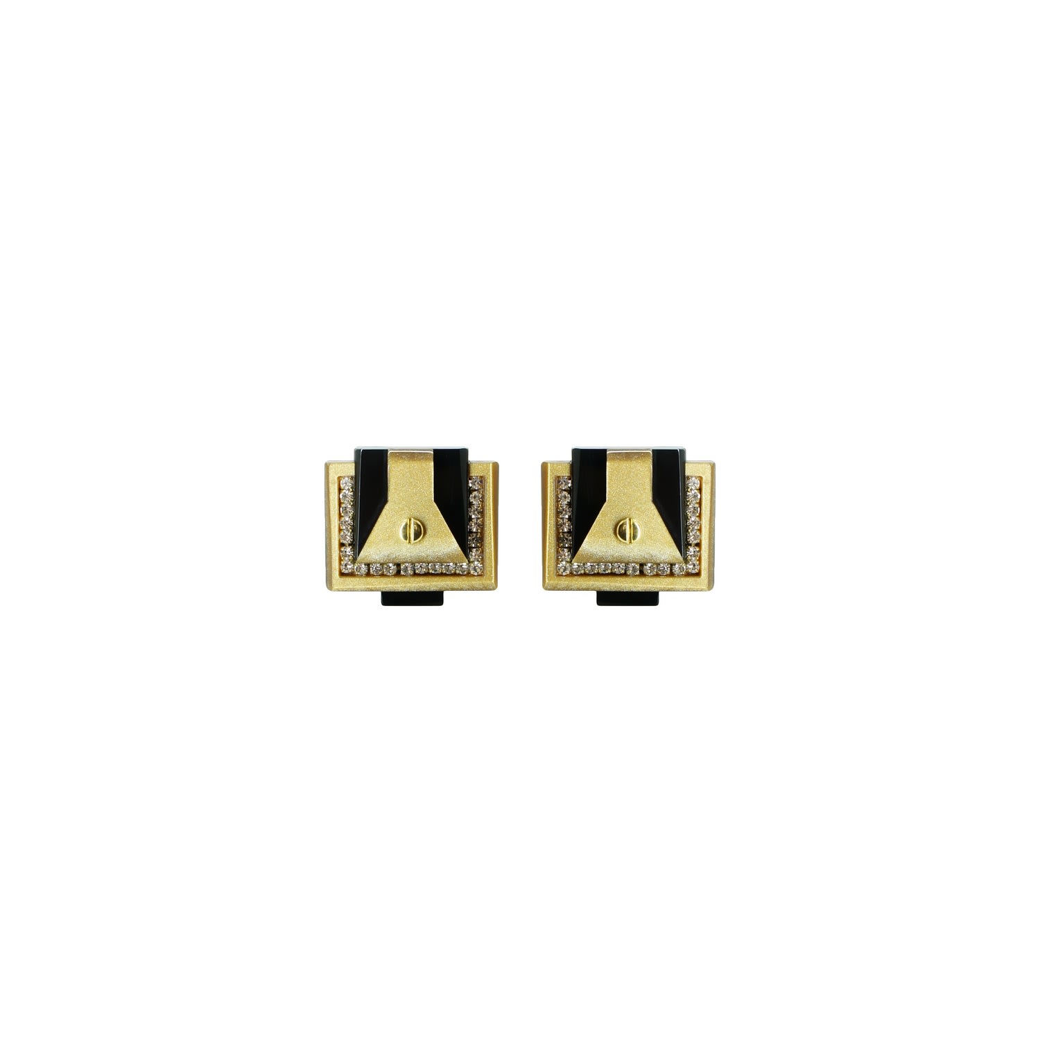 Gissa Bicalho Women's Acrylic Handmade Cufflins Trapeze Black In Gold
