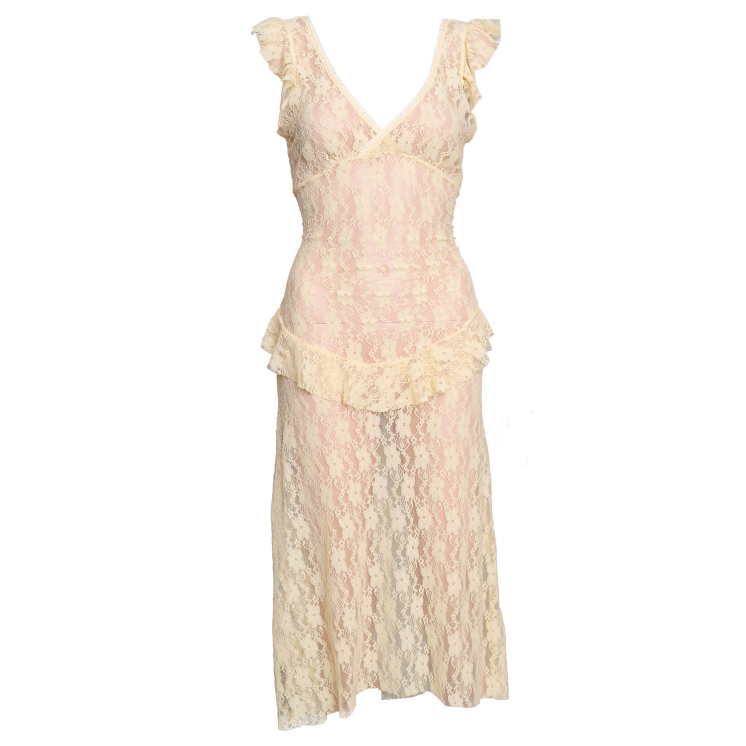 Love And Nostalgia Women's Summer Love Lace Midi Dress - Lemon Yellow