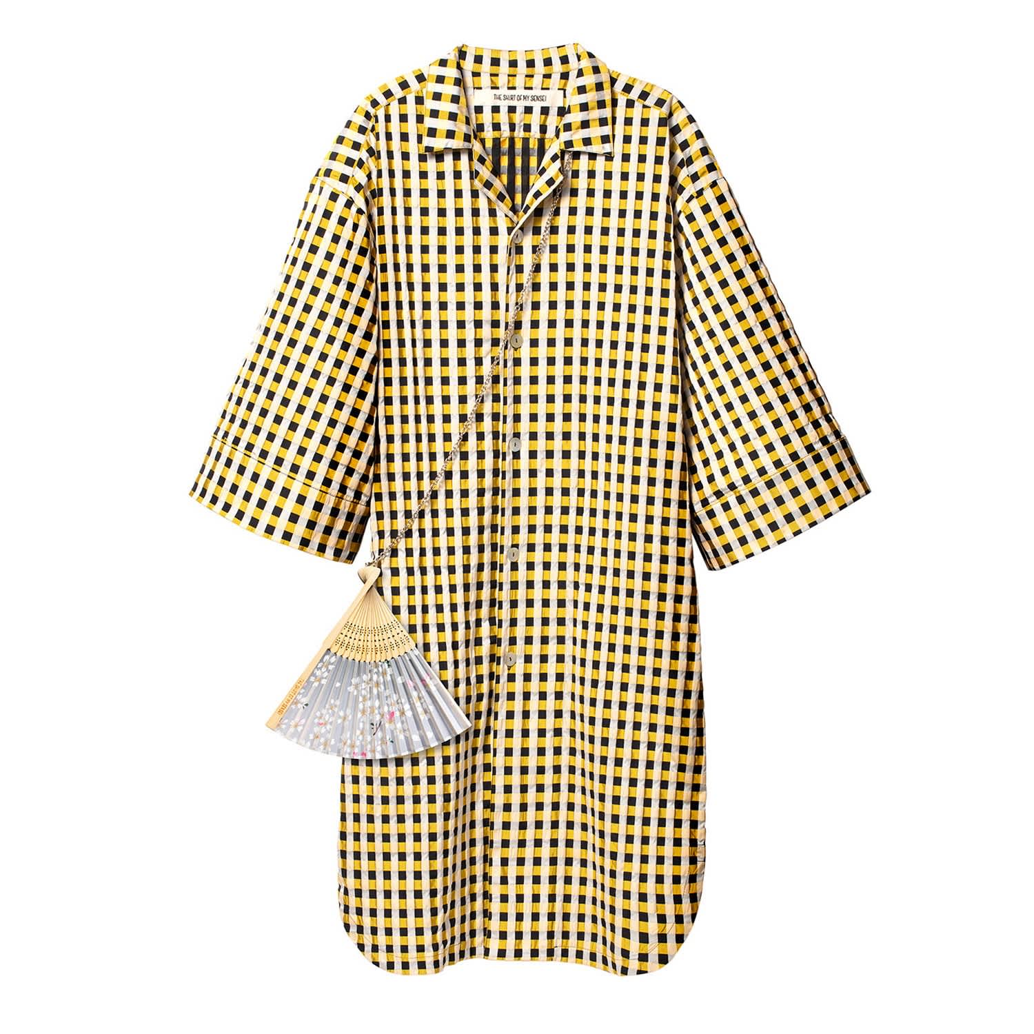 yellow and white checkered dress