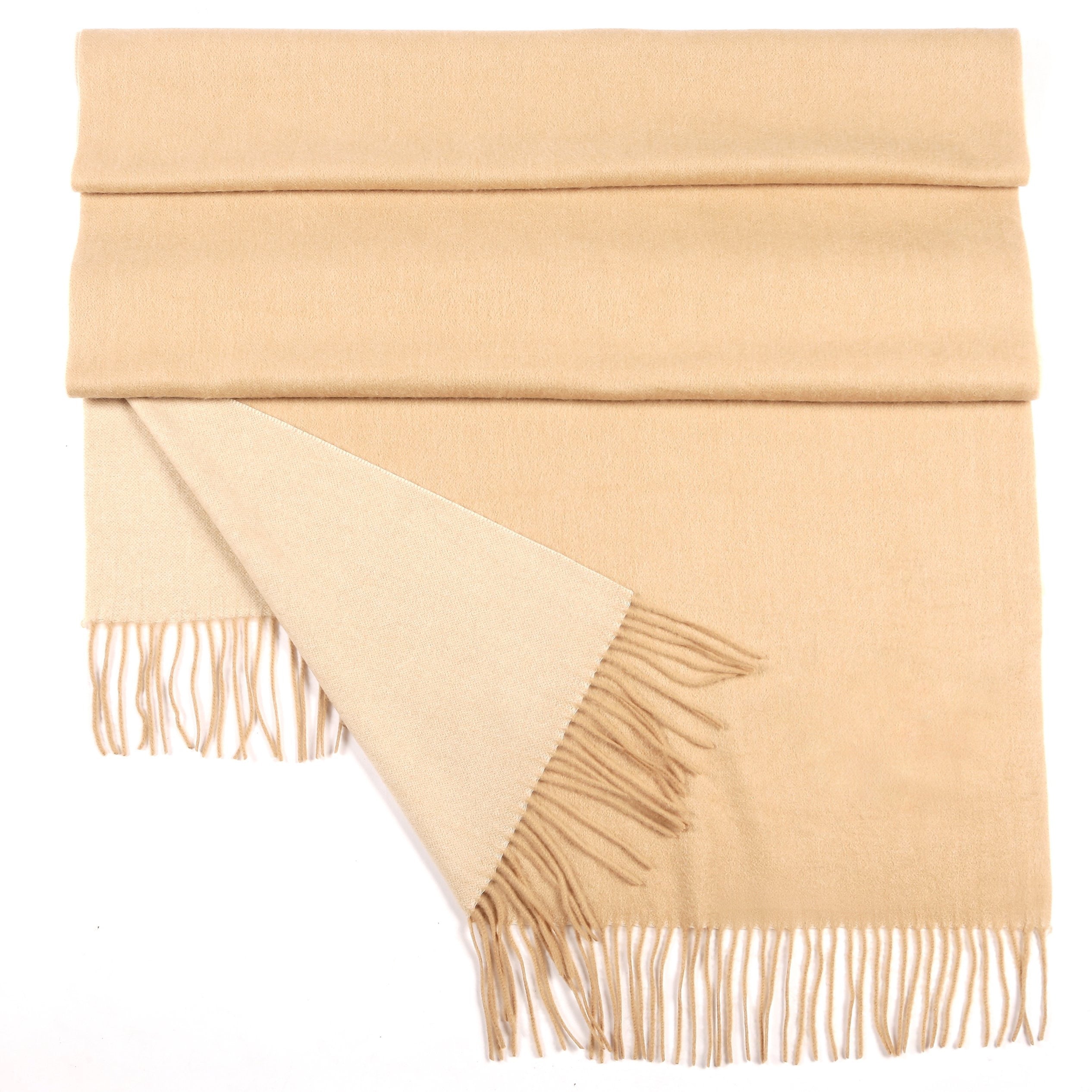 Santinni Women's Neutrals Opera 100% Organic Mongolian Cashmere Two-tone Shawl In Cammello