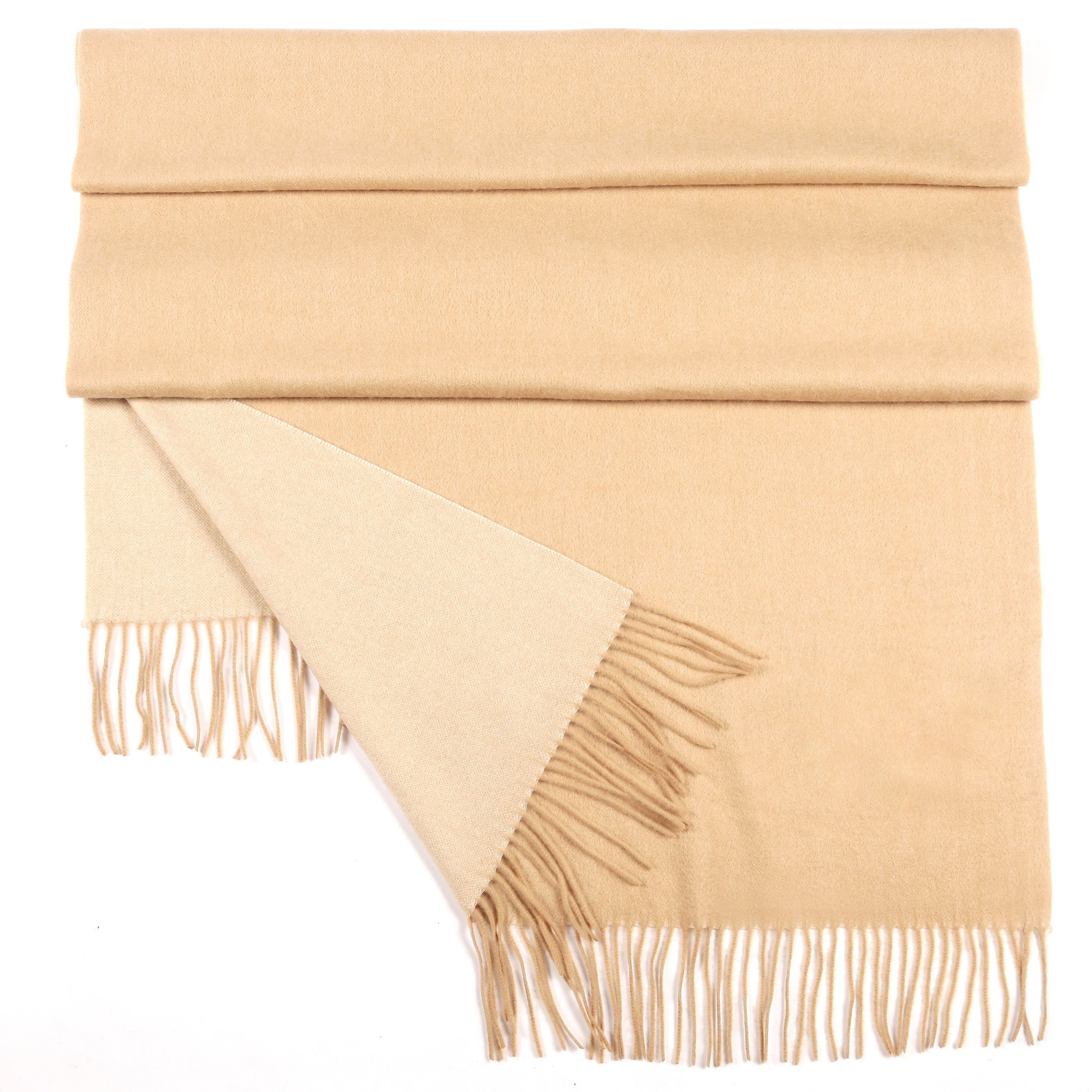 Women’s Neutrals Opera 100% Organic Mongolian Cashmere Two-Tone Shawl In Cammello One Size Santinni