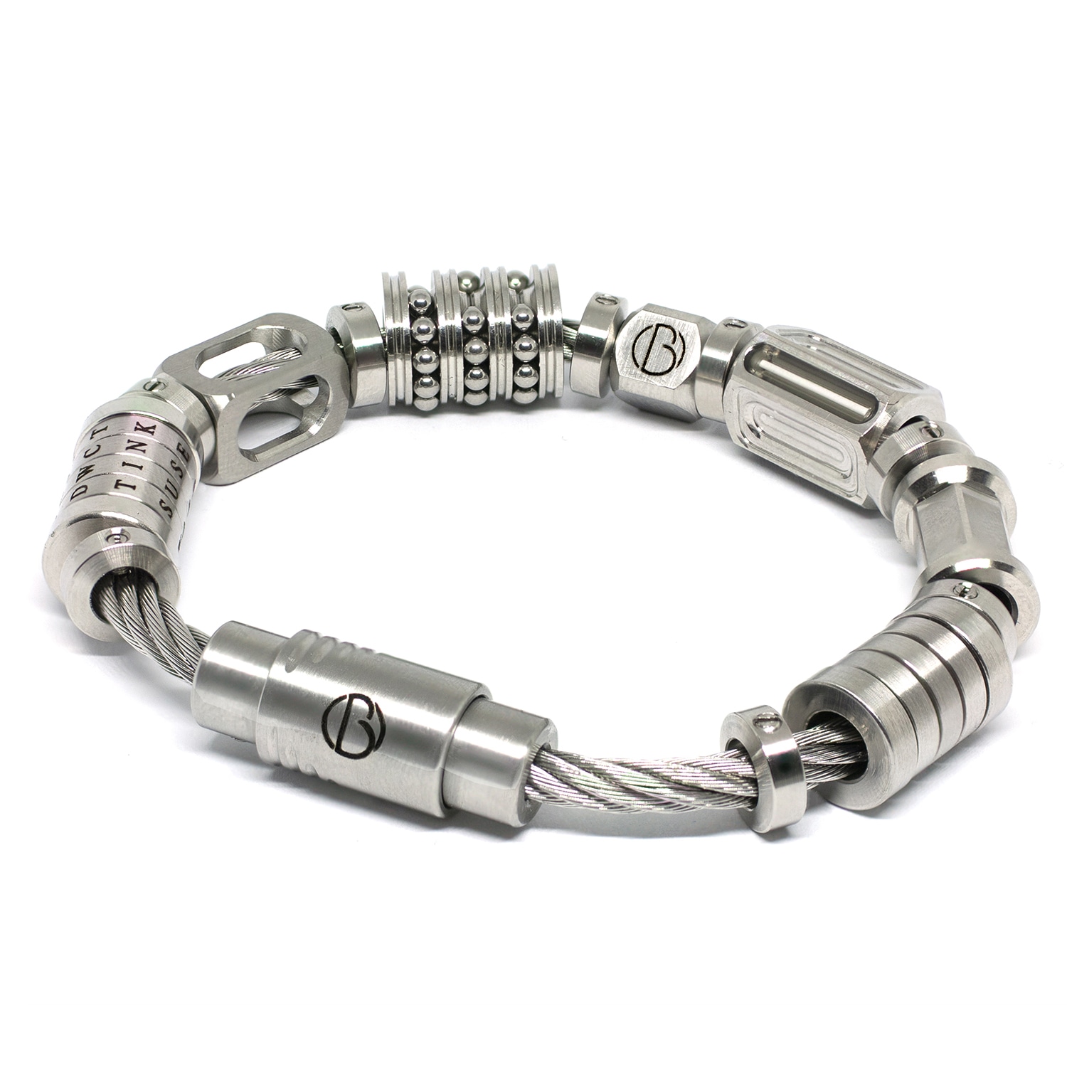Men’s Silver Fully Loaded Cable Stainless Steel Bracelet V-Three Bailey of Sheffield