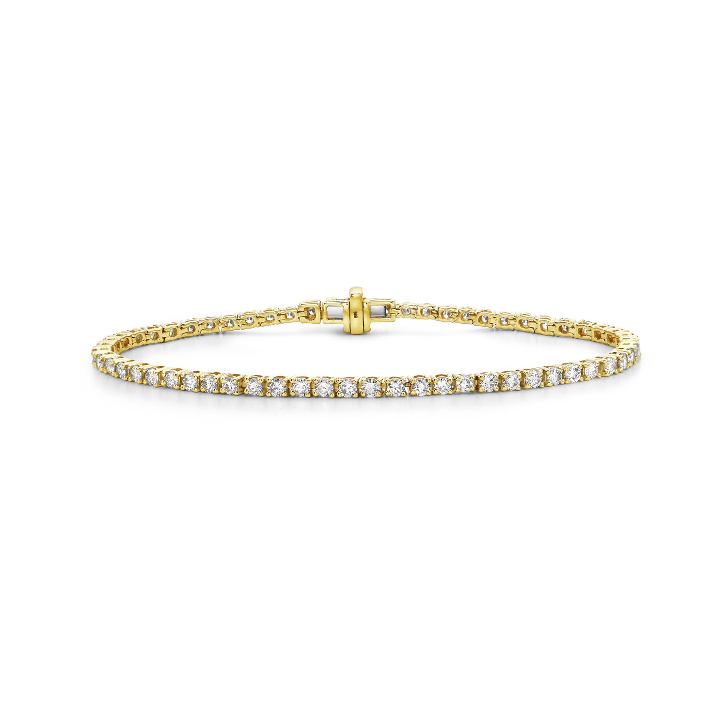 Artisan Women's Gold / White 14k Yellow Gold Natural Diamond Tennis Bracelet In Gold