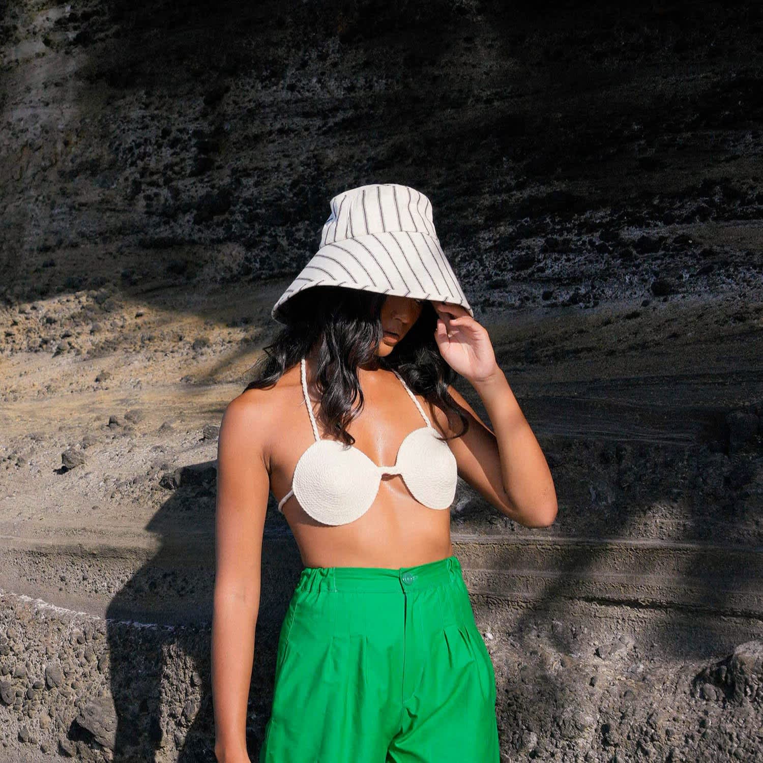 Harper Handwoven Striped Wide-Brim Hat | Brunna.Co | Wolf & Badger