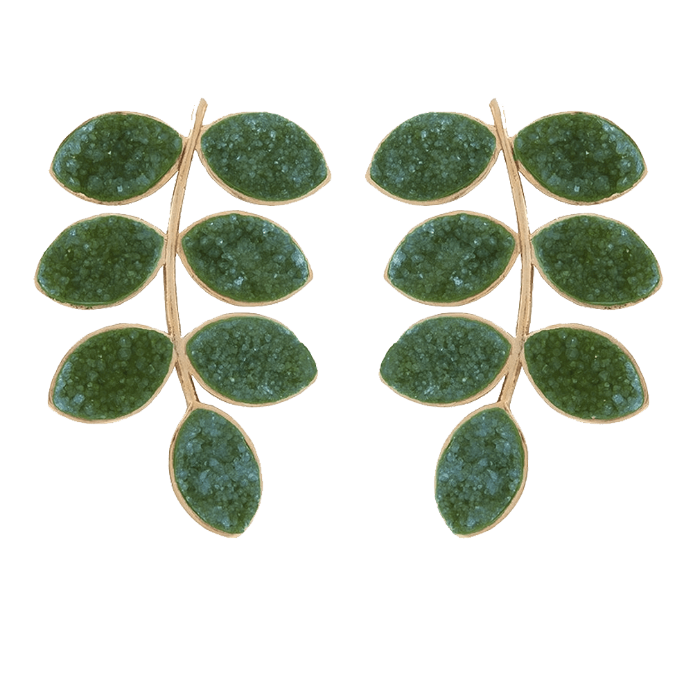 Women's Green / Gold Green Lavani Leaf Earrings | Lavani Jewels