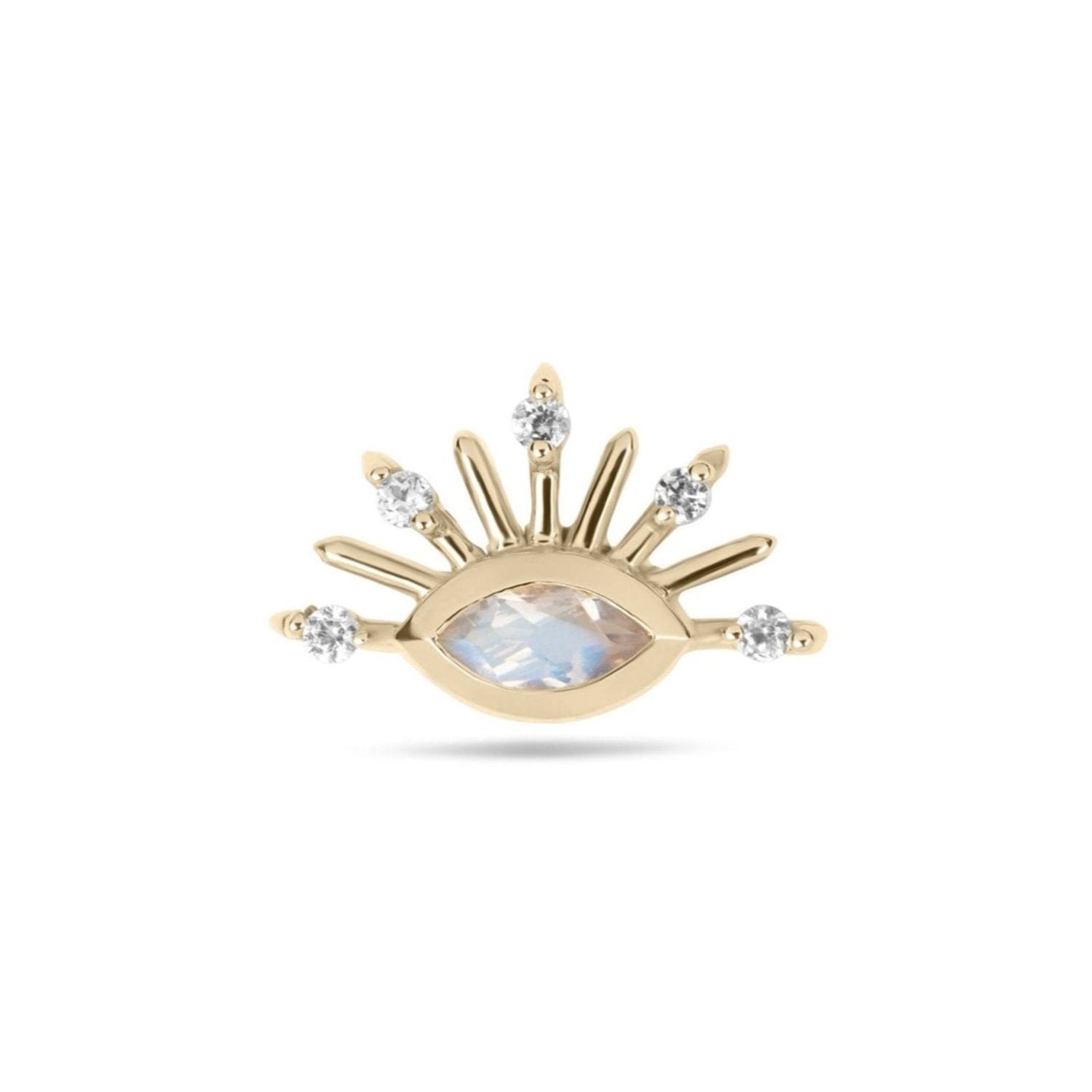 Zohreh V. Jewellery Women's Gold / White Moonstone & White Sapphire Sunburst Flat Back Earring 9k Gold In Multi