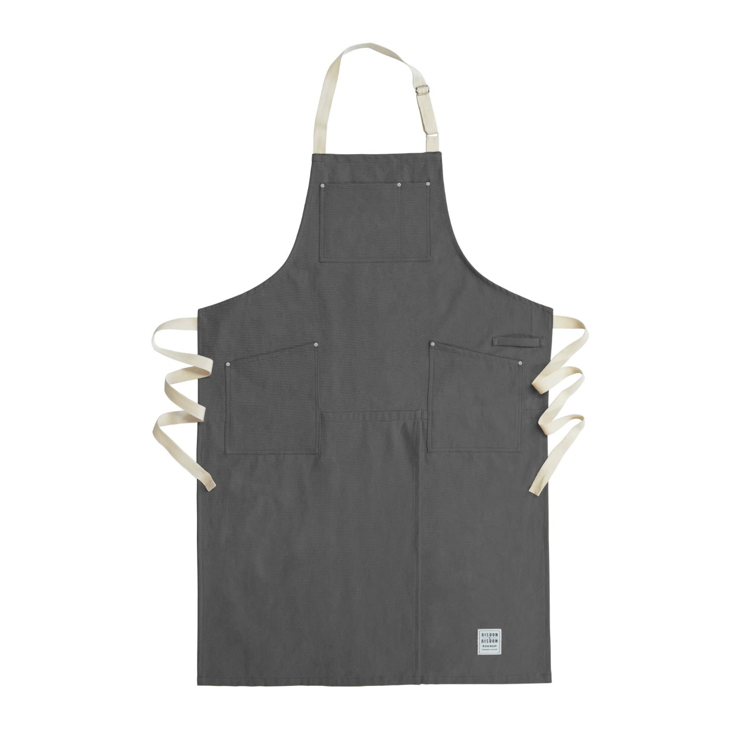 Potter’s Split Leg Canvas Apron - With Pockets - Grey Medium Risdon & Risdon