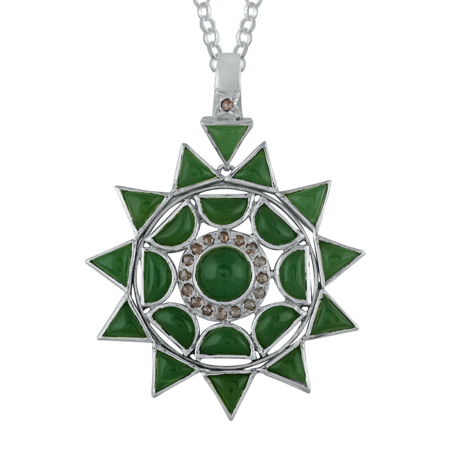 Emma Chapman Jewels Men's Green Lakshmi Star Jade Black Diamond Pendant In Green