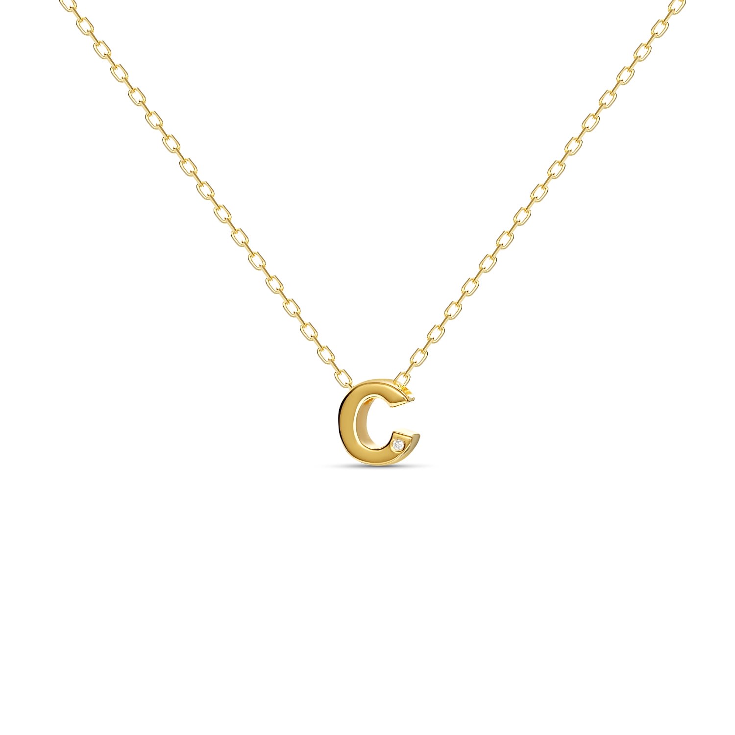 Women’s Diamond Letter Necklace C - Gold Mosuo Jewellery