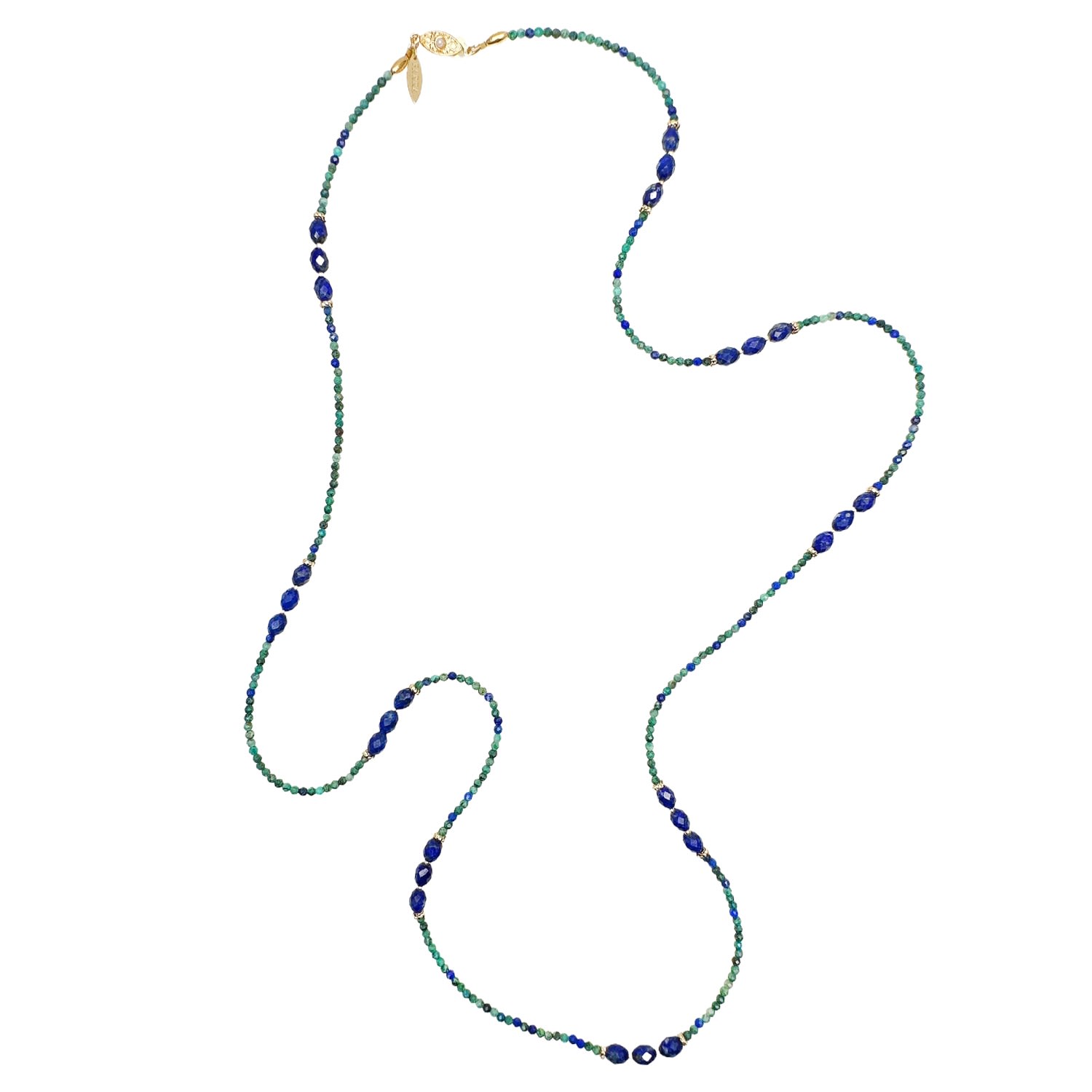 Farra Women's Phoenix Lapis With Blue Lapis Beaded Long Necklace