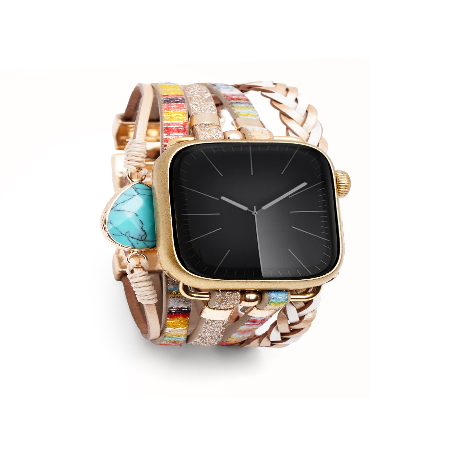 Women's Boho Crystal Leather Apple Multi Band | Saachi