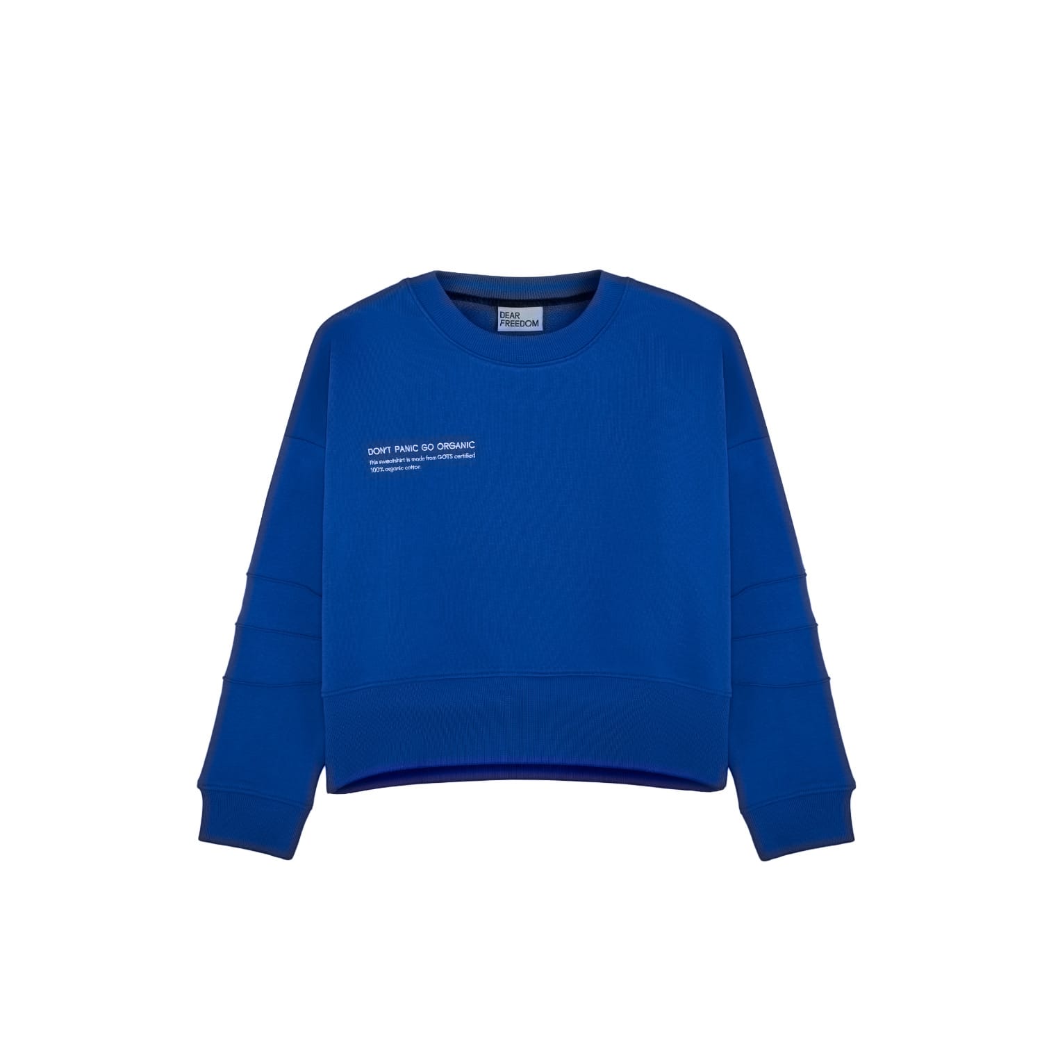 blue cropped sweatshirt