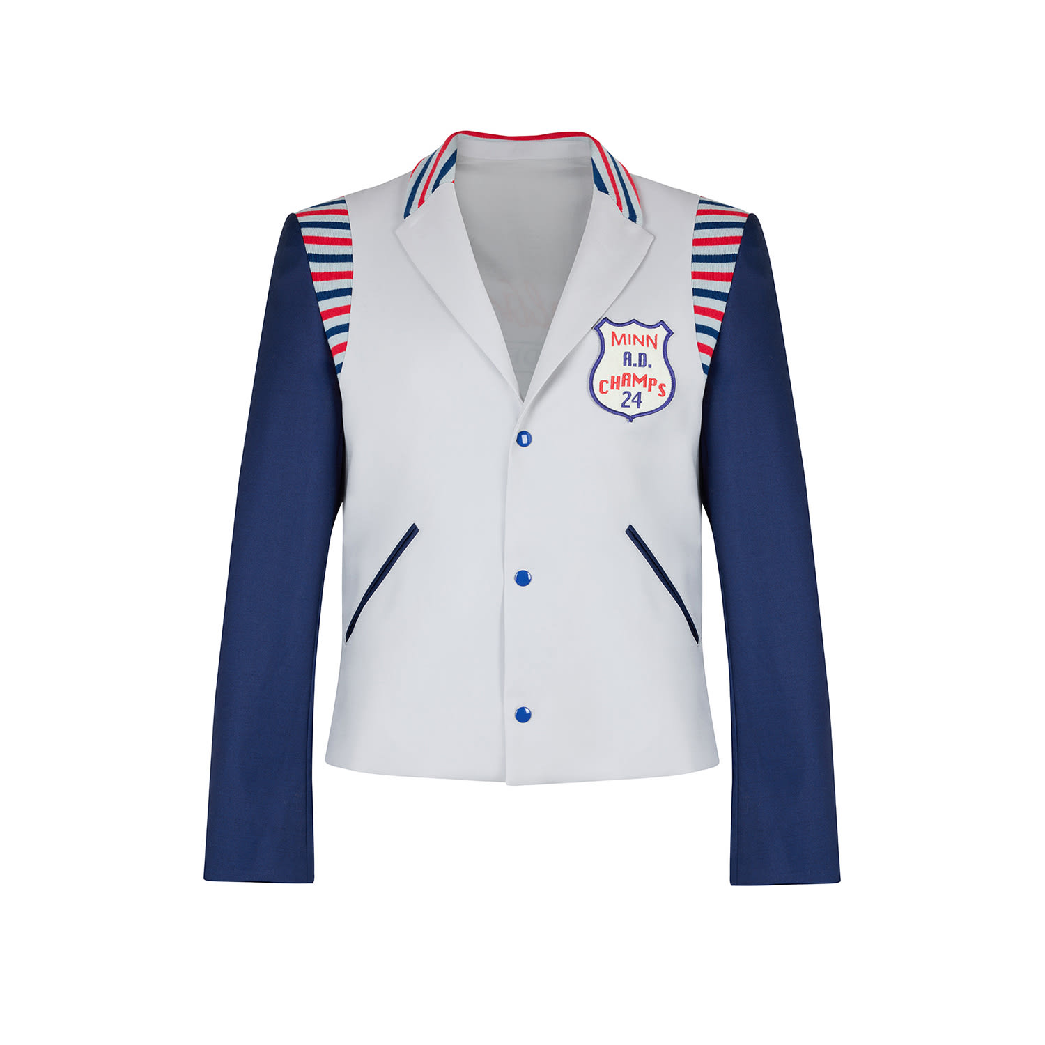 Aya Design Women's Blue / Grey / White Classic Bombers Jacket Montana's Gray One Size